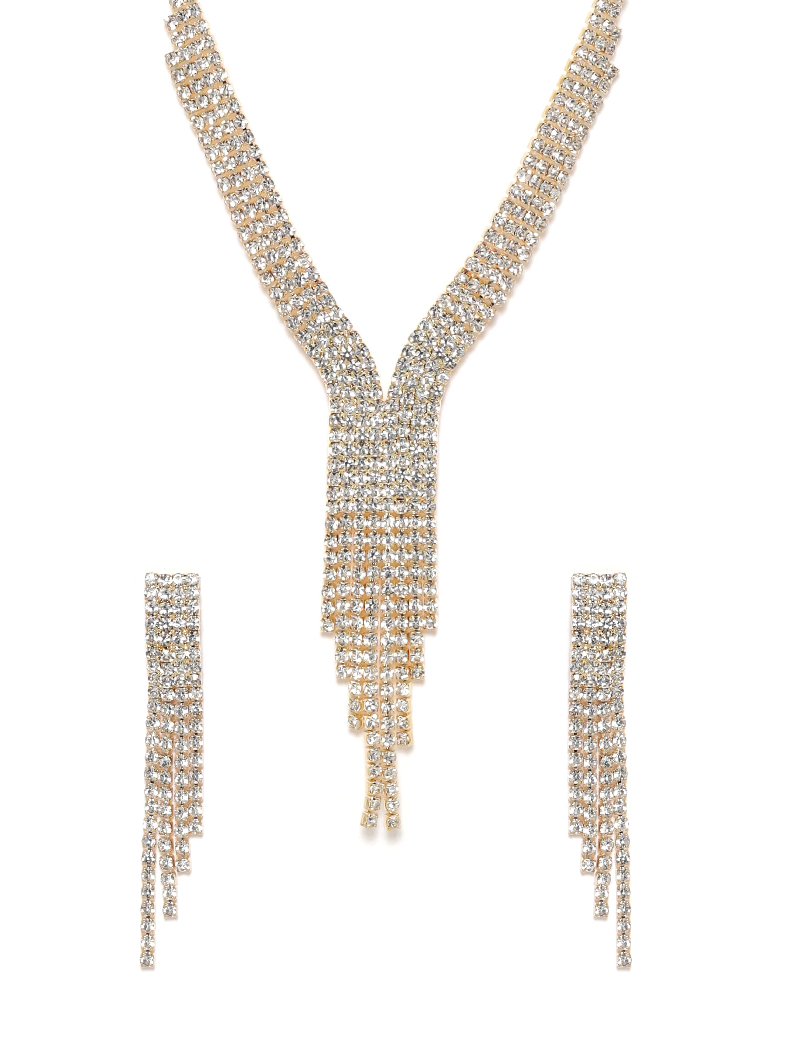 American Diamond Zirconia White Necklace Set