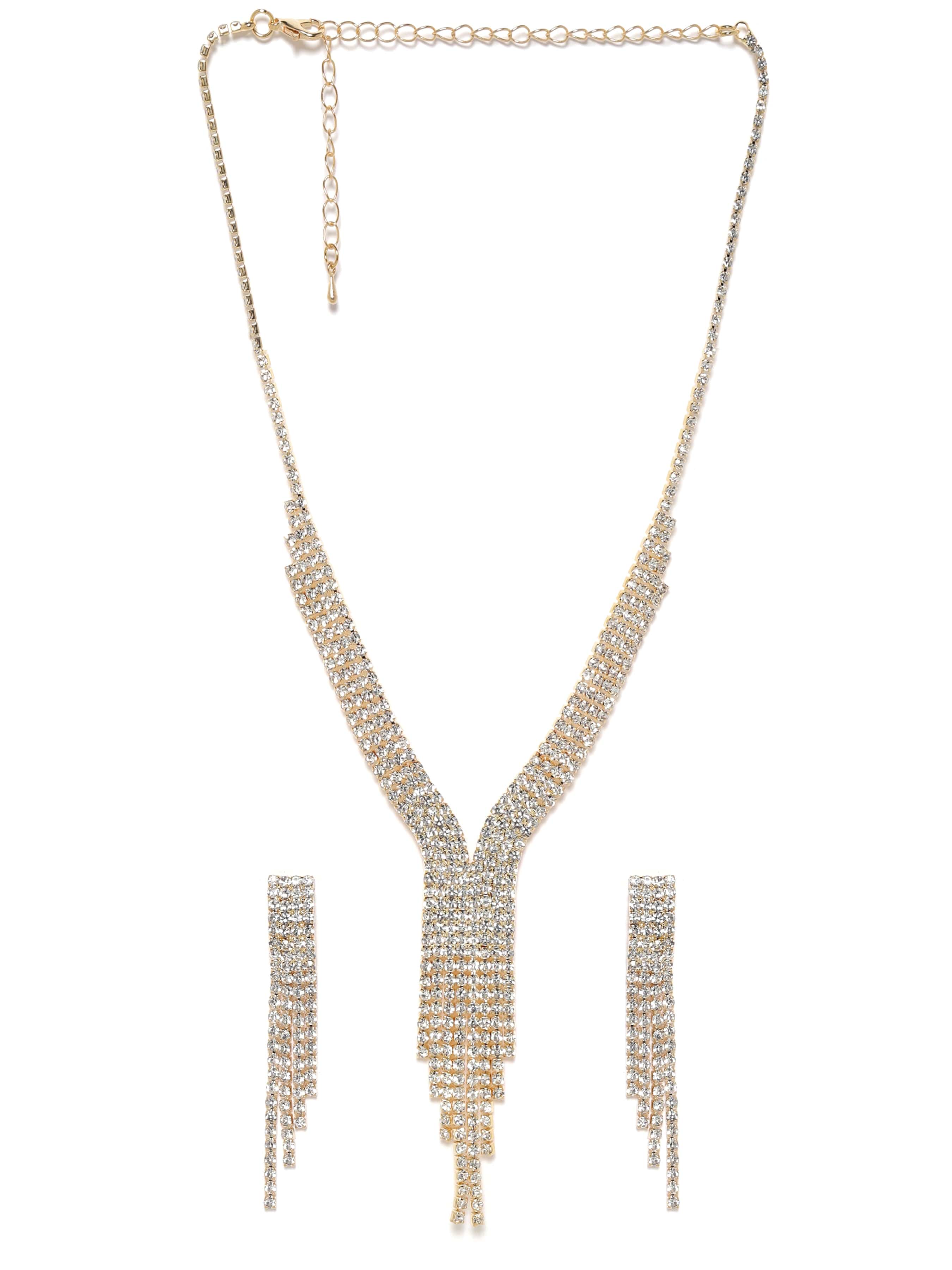 American Diamond Zirconia White Necklace Set