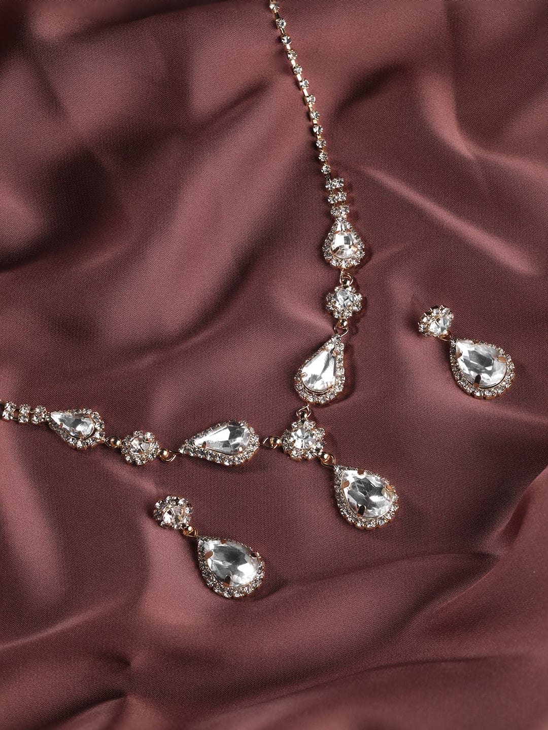 Gold Toned American Diamond Zirconia Necklace Set