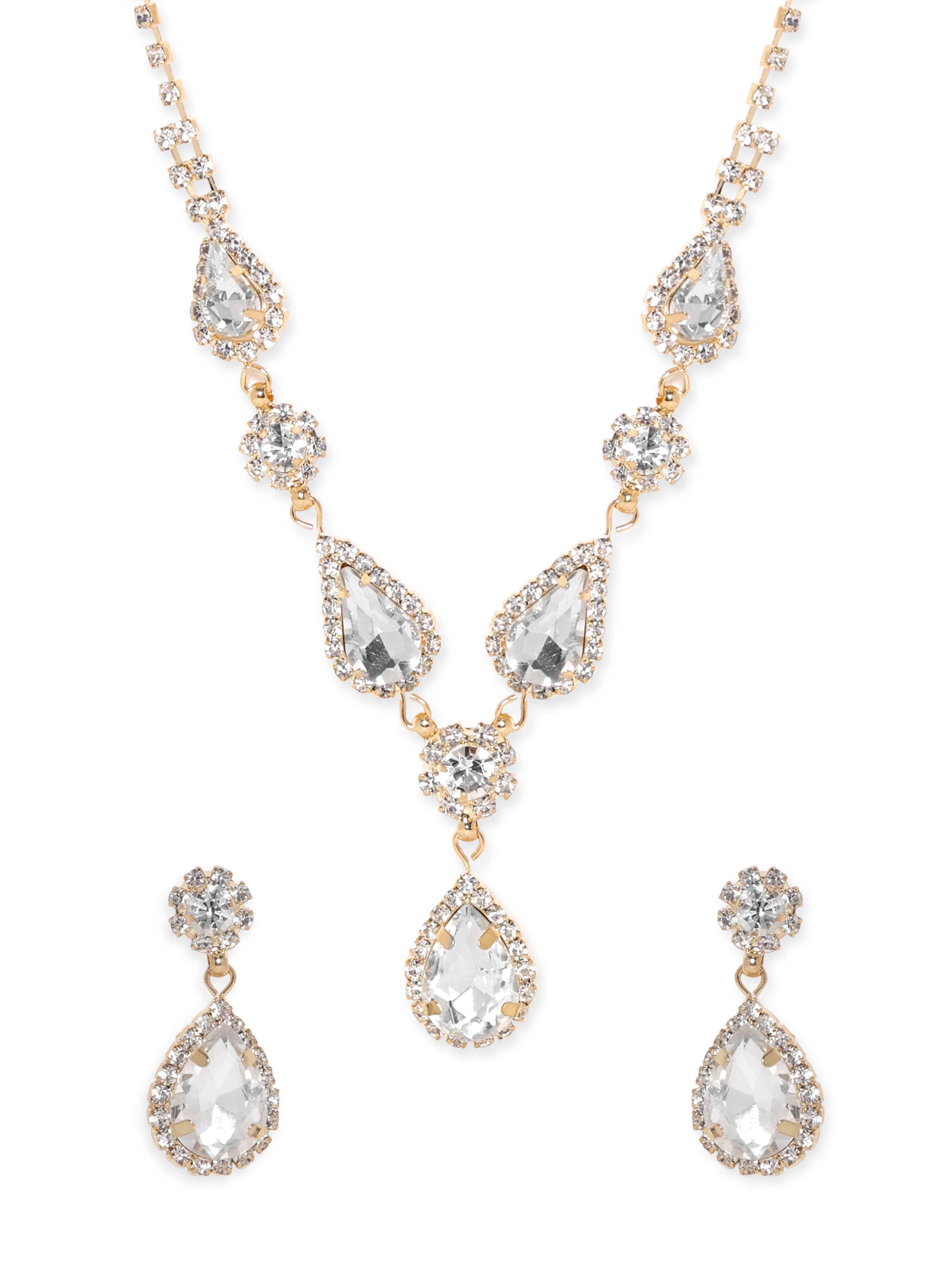 Gold Toned American Diamond Zirconia Necklace Set