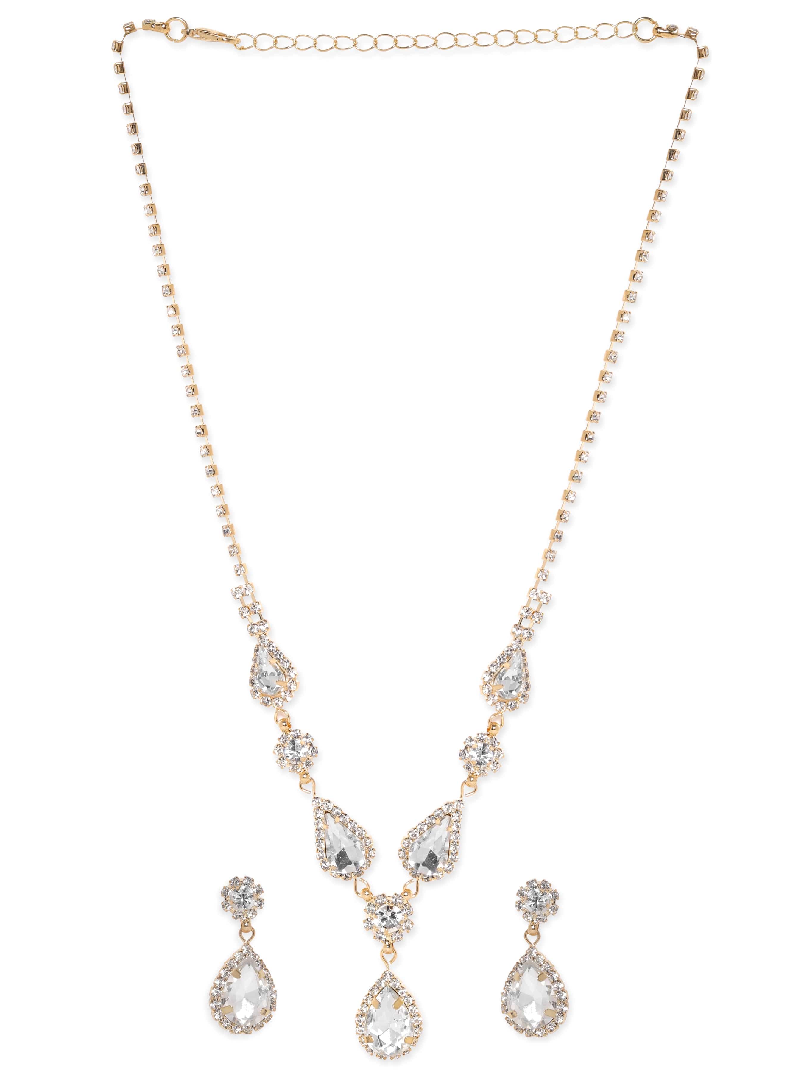 Gold Toned American Diamond Zirconia Necklace Set