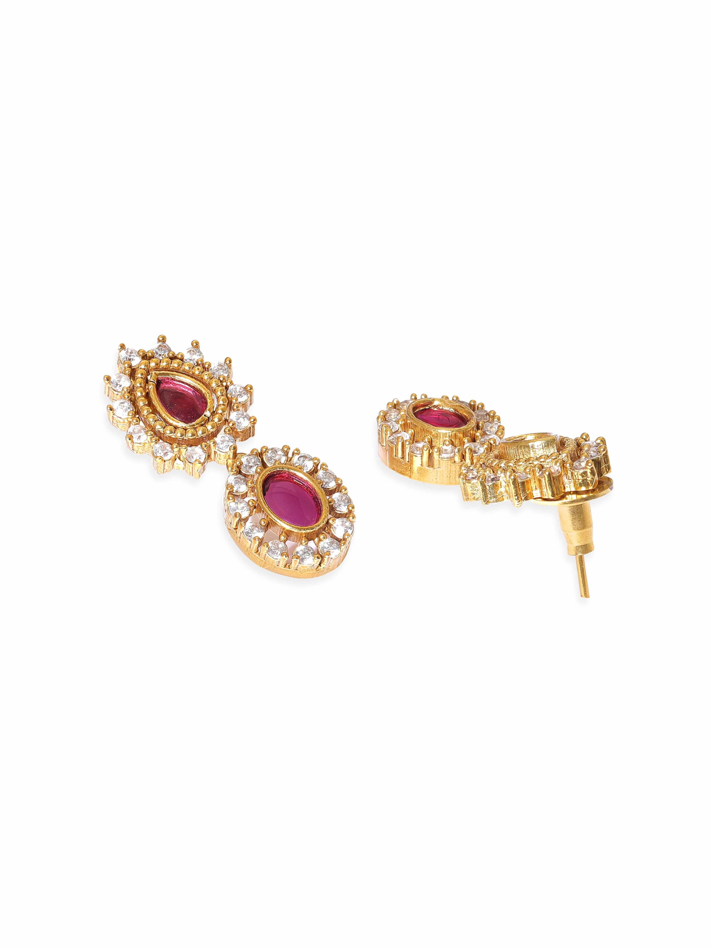 Pink American Diamond Zirconia Necklace Set