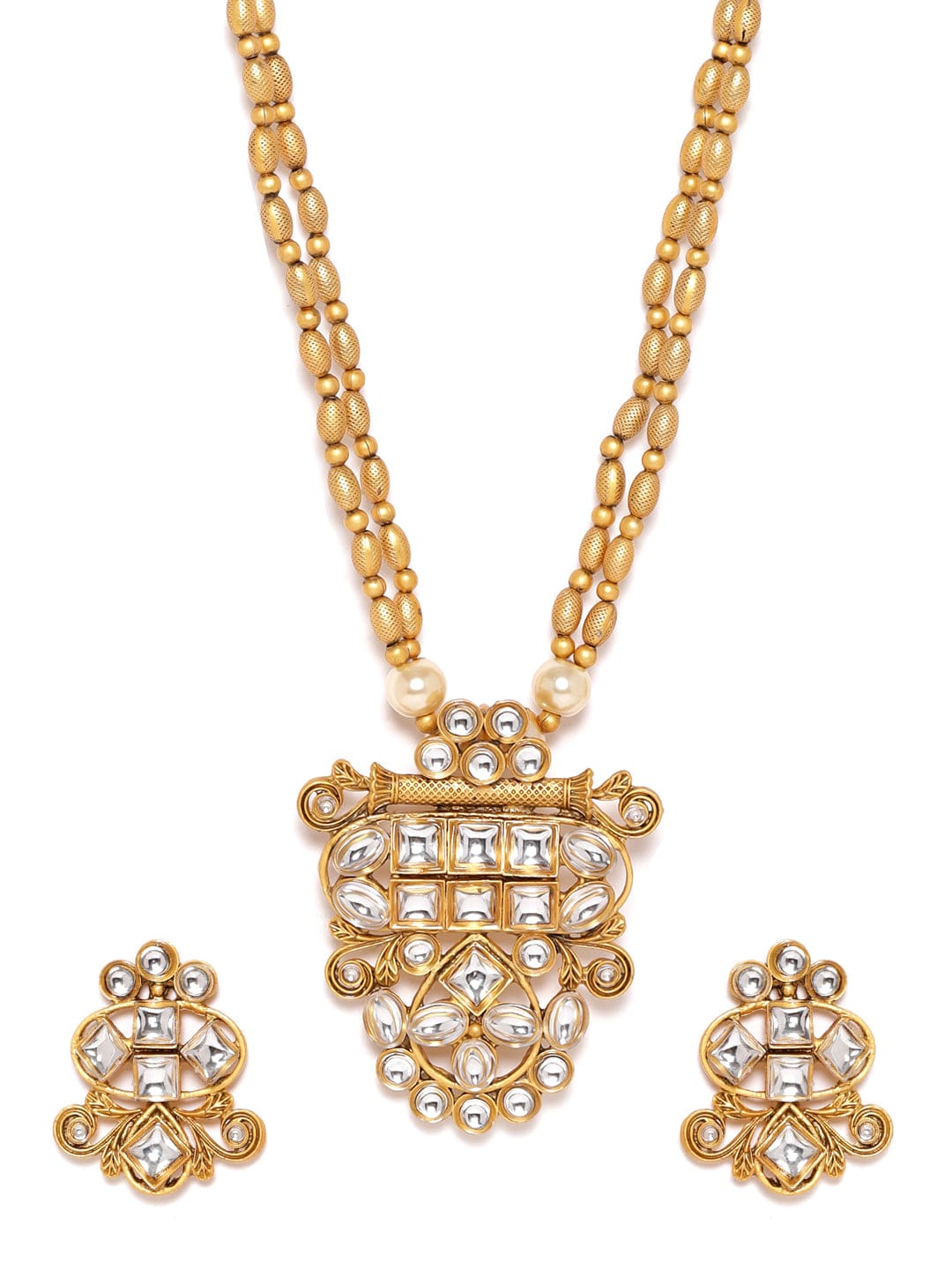 Golden Silhouette in Ivory Kundan Necklace Set