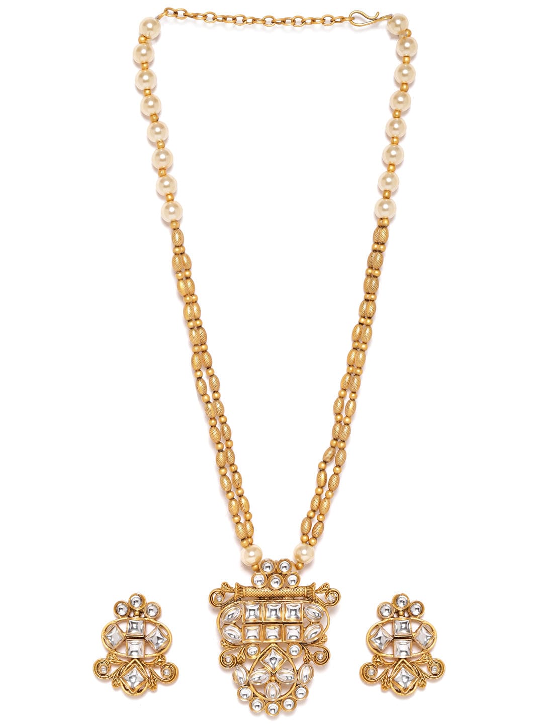 Golden Silhouette in Ivory Kundan Necklace Set