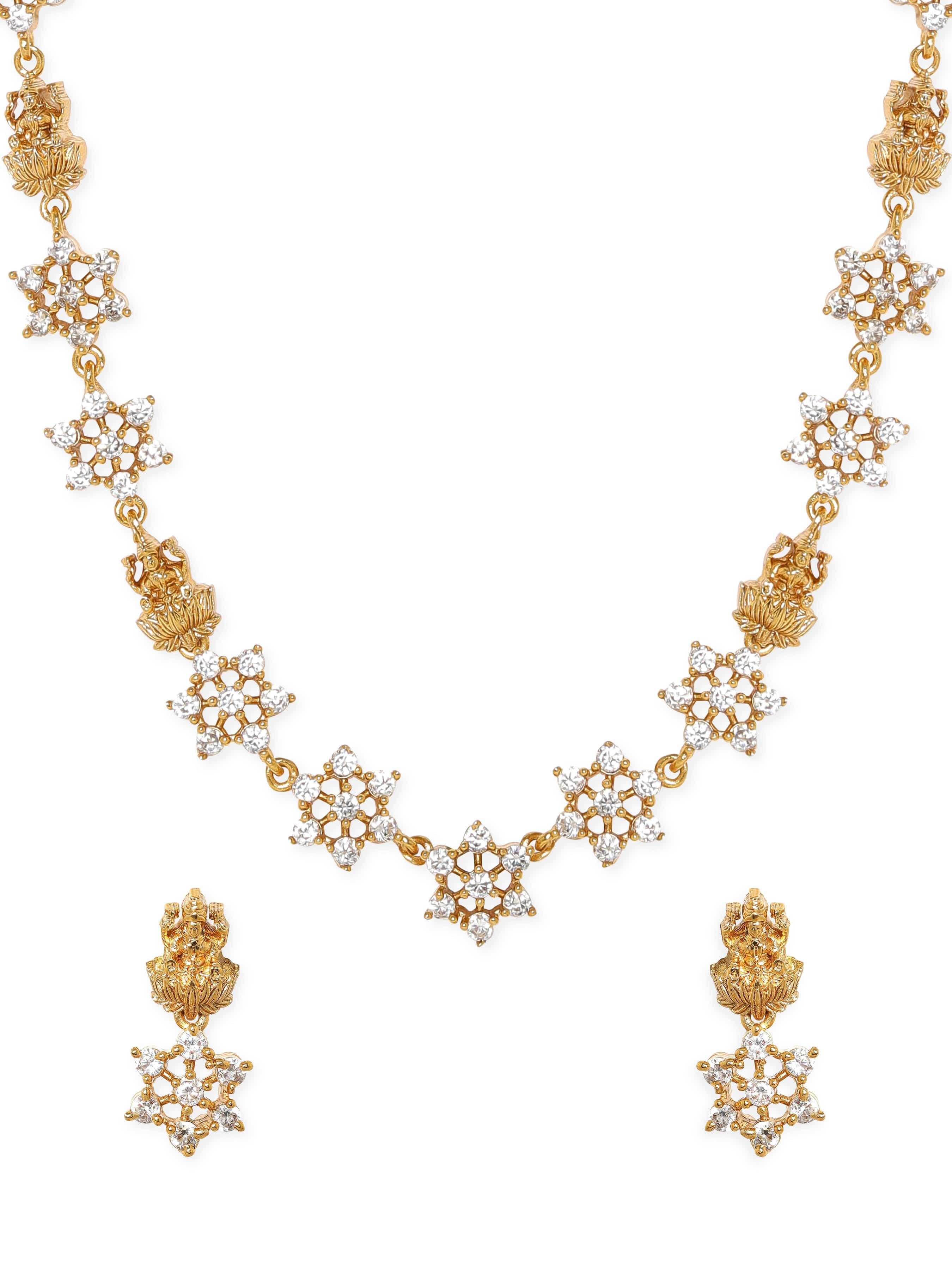 Cubic Zircon Temple Necklace Set