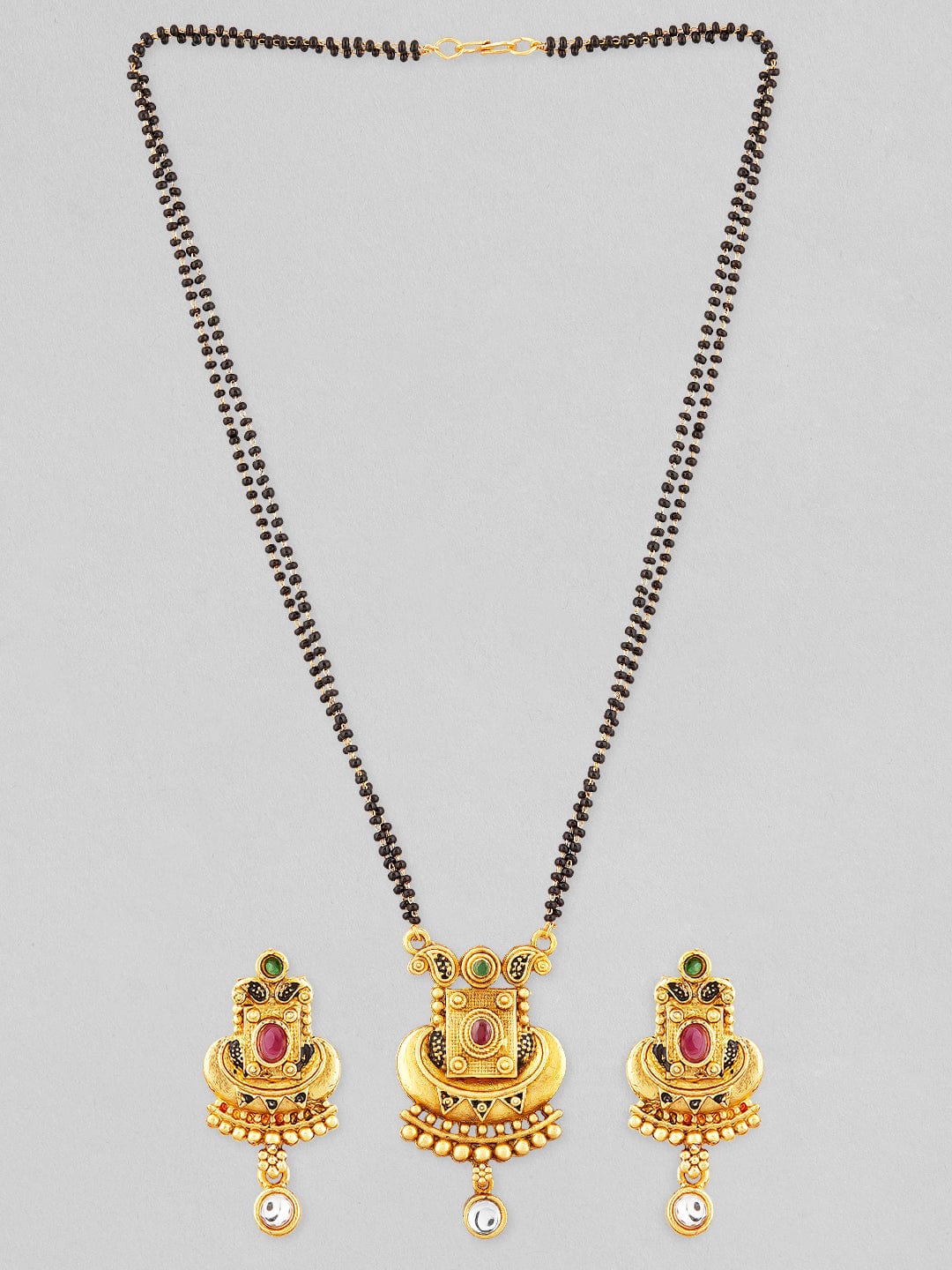 Gold Toned Mangalsutra With Earrings