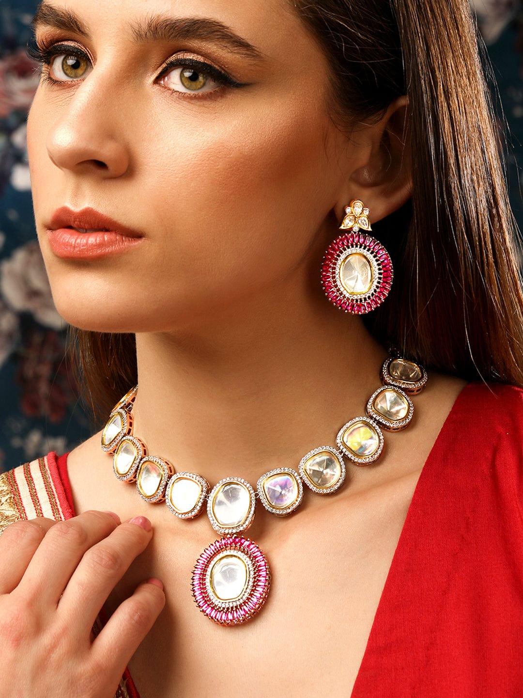 Pink Prestige Kundan Necklace Set