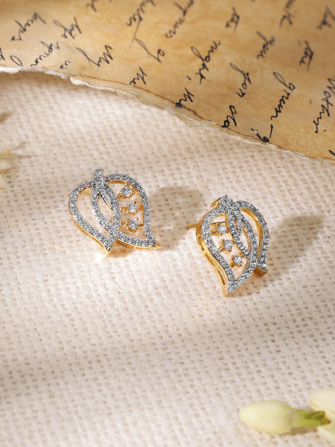 American Diamond Zirconia Leaf Motif Necklace Set