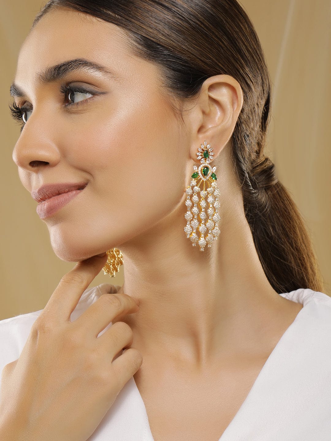 Contemporary Strands American Diamond Zirconia Danglers
