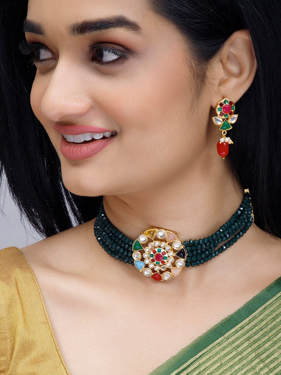 Festive Bloom Multicolour Choker Set