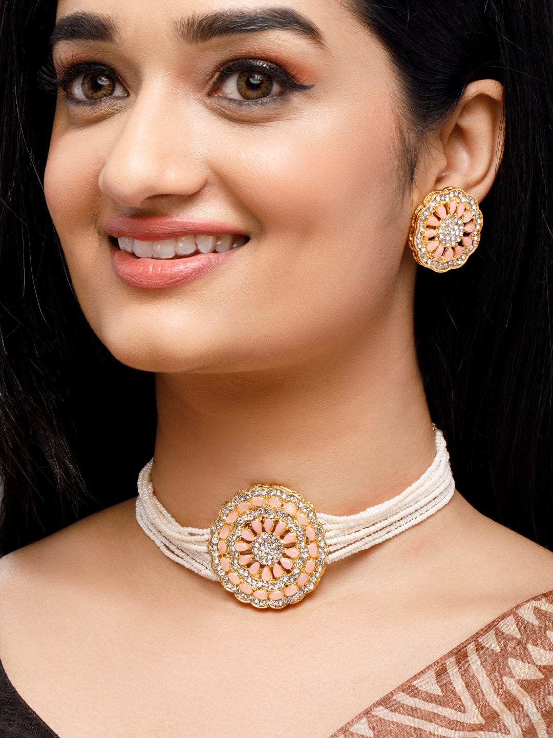 Charming Soft Peach Choker Set