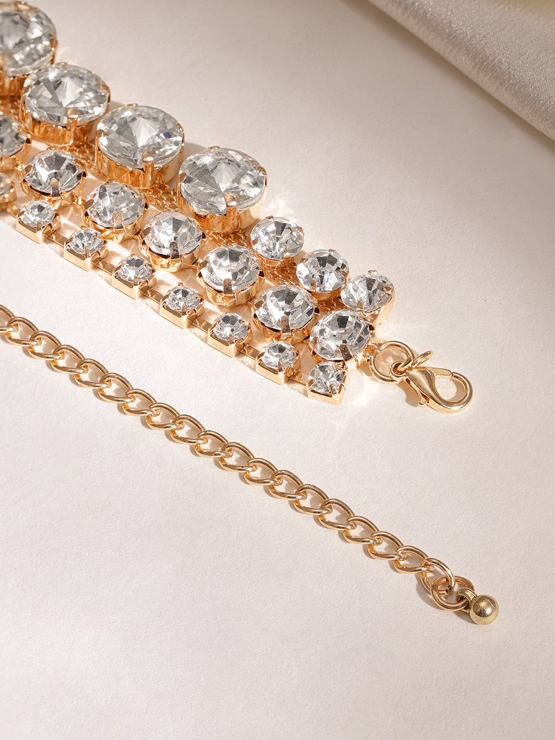 White Crystal Studded layered Necklace