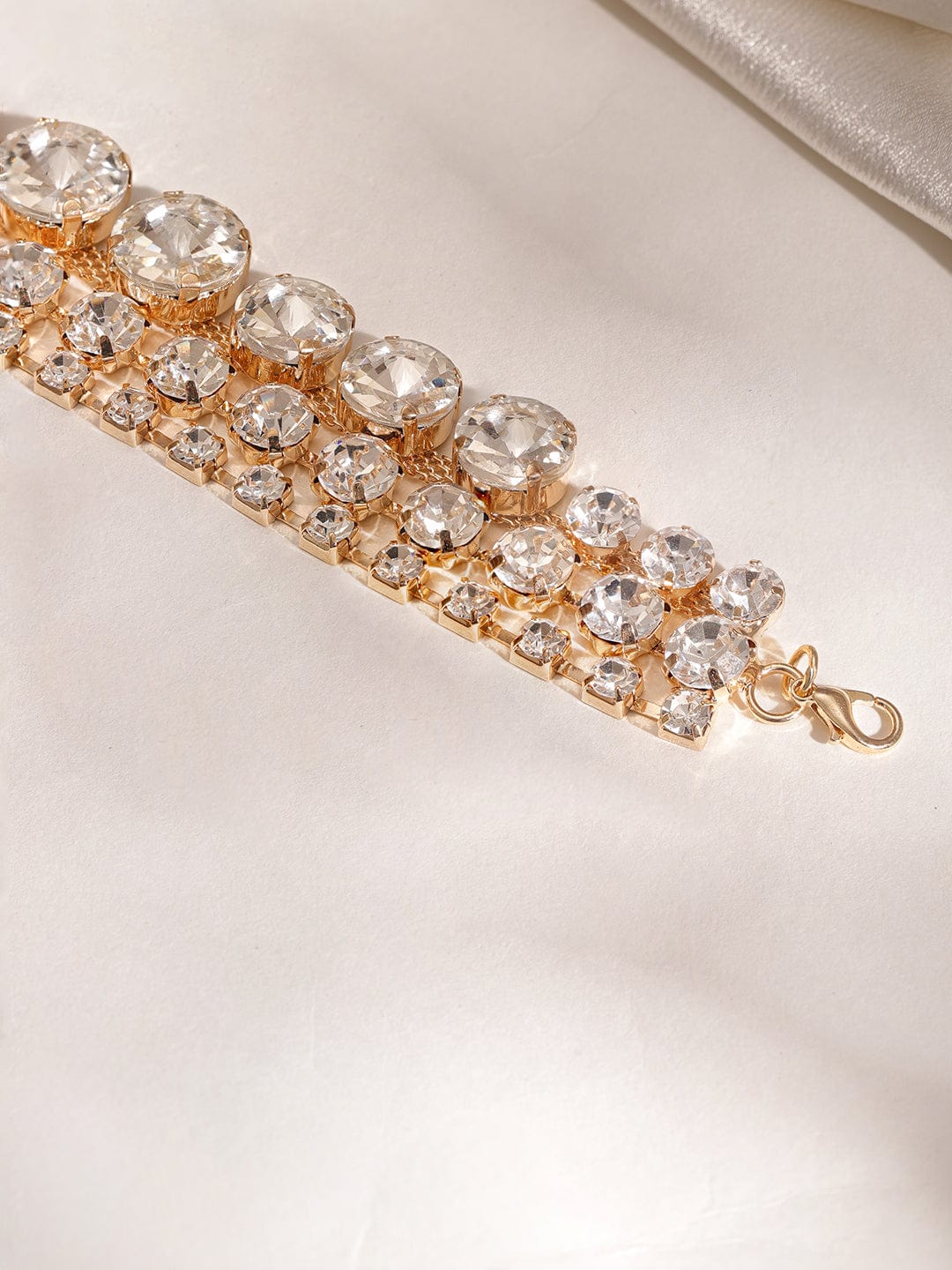 White Crystal Studded layered Necklace