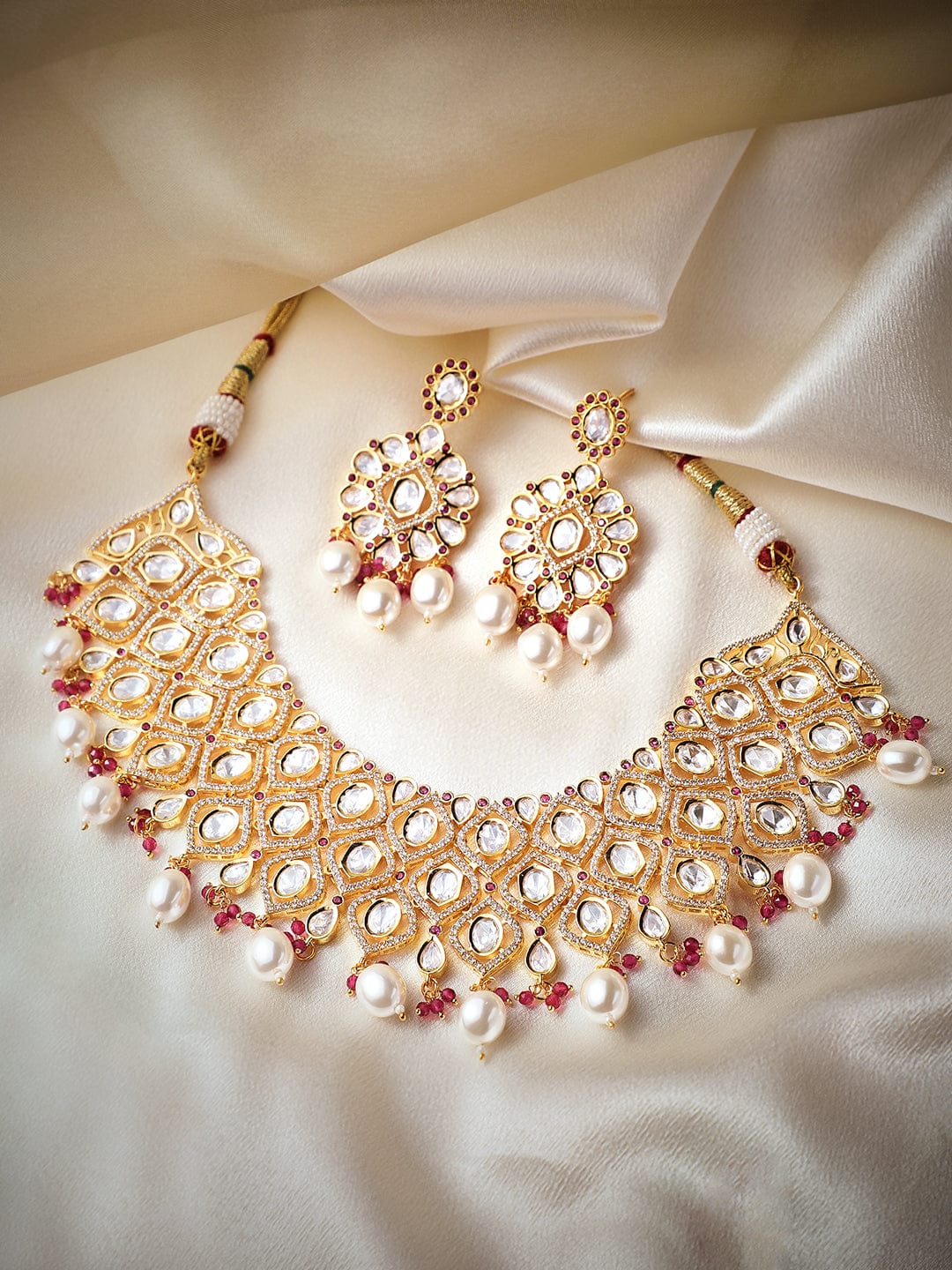 Kundan & Minimal Ruby-Toned Necklace Set