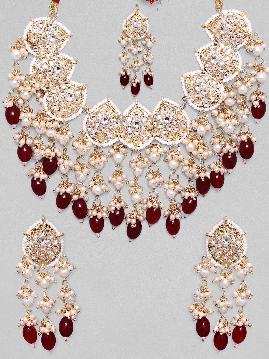 Royal Glow Red & Kundan Necklace Set