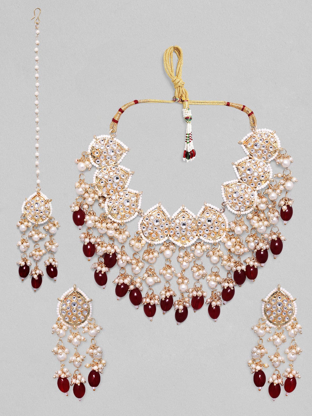 Royal Glow Red & Kundan Necklace Set