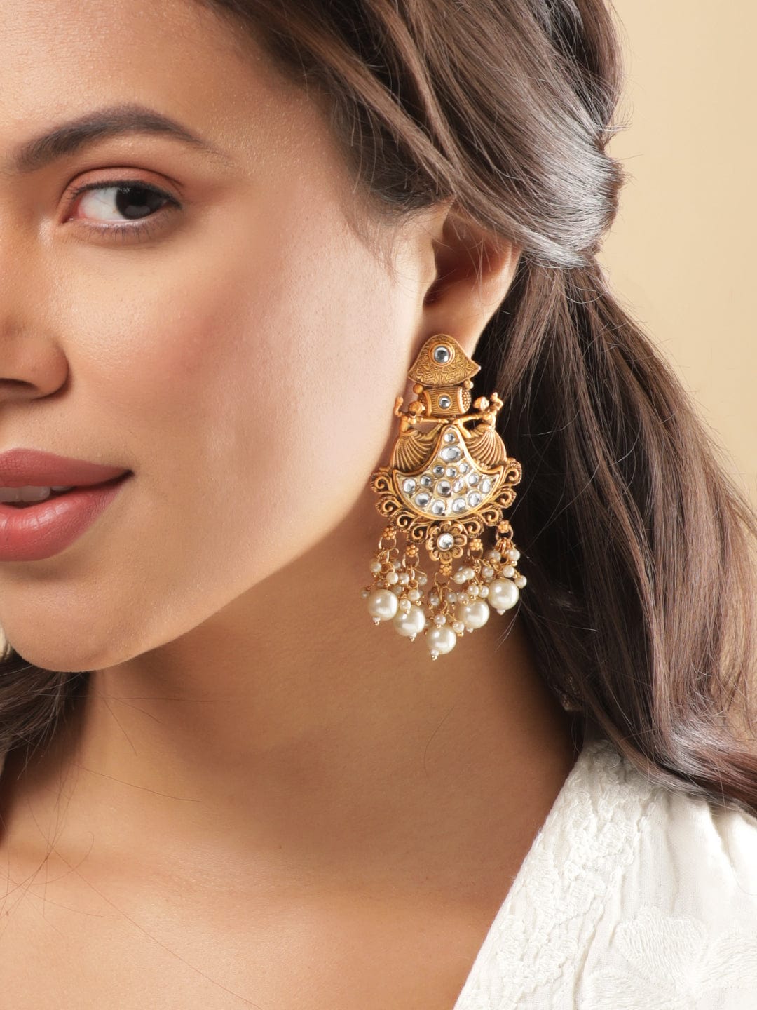 Heritage Dance Kundan Danglers