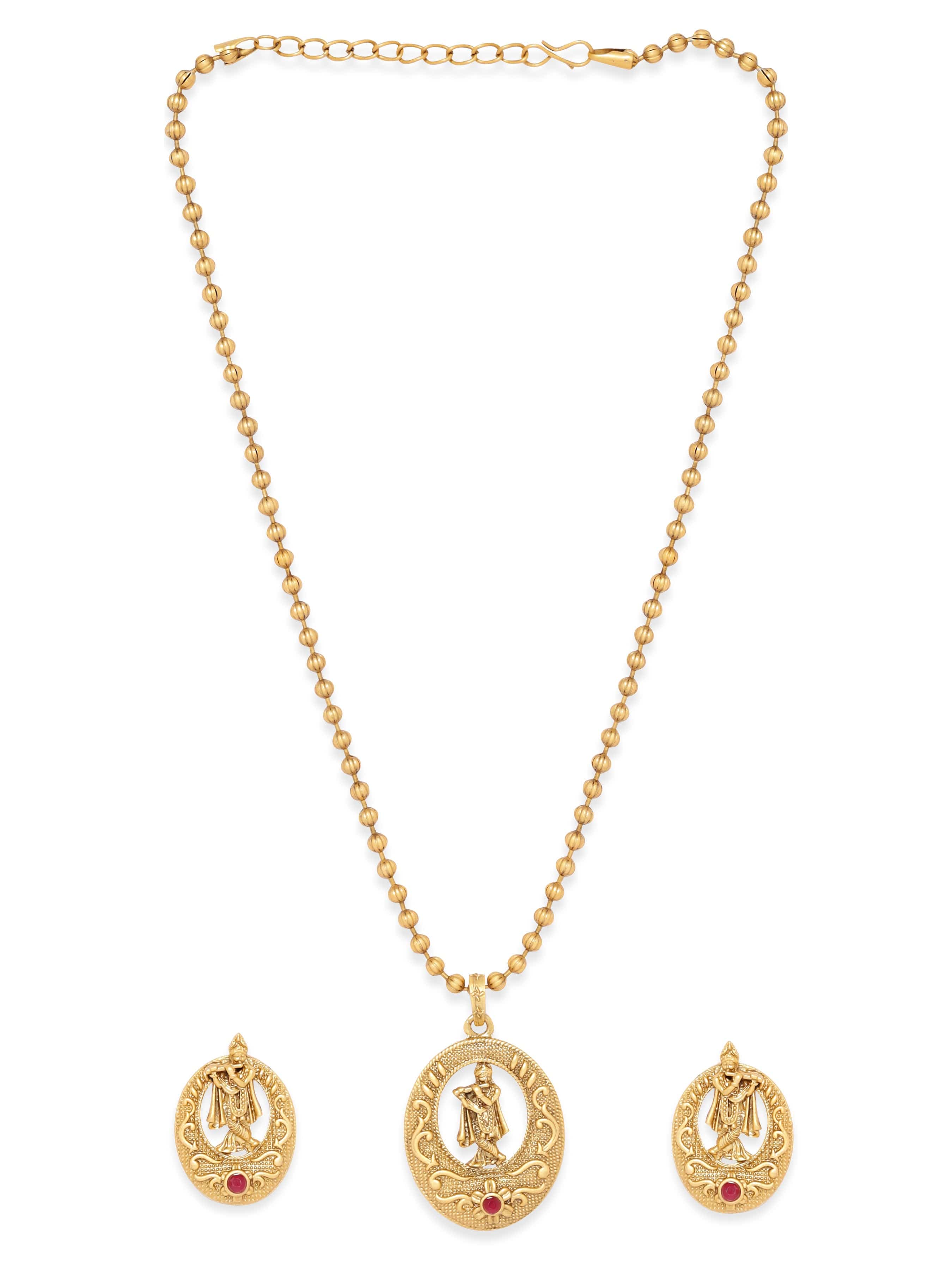 Divine Shri Krishna Temple Pendant Set