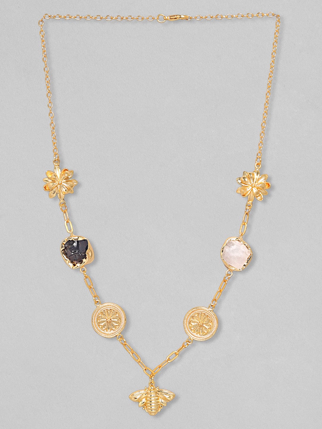 Flirty Floral & Stone Charm Necklace