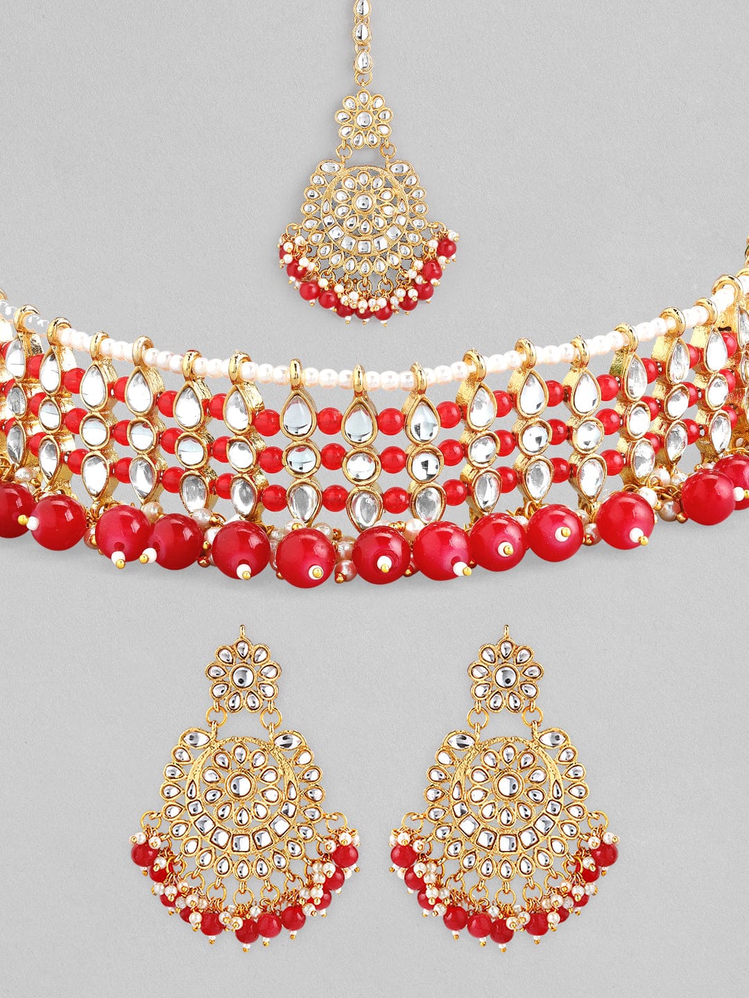 Red Pearl with Kundan Choker Set