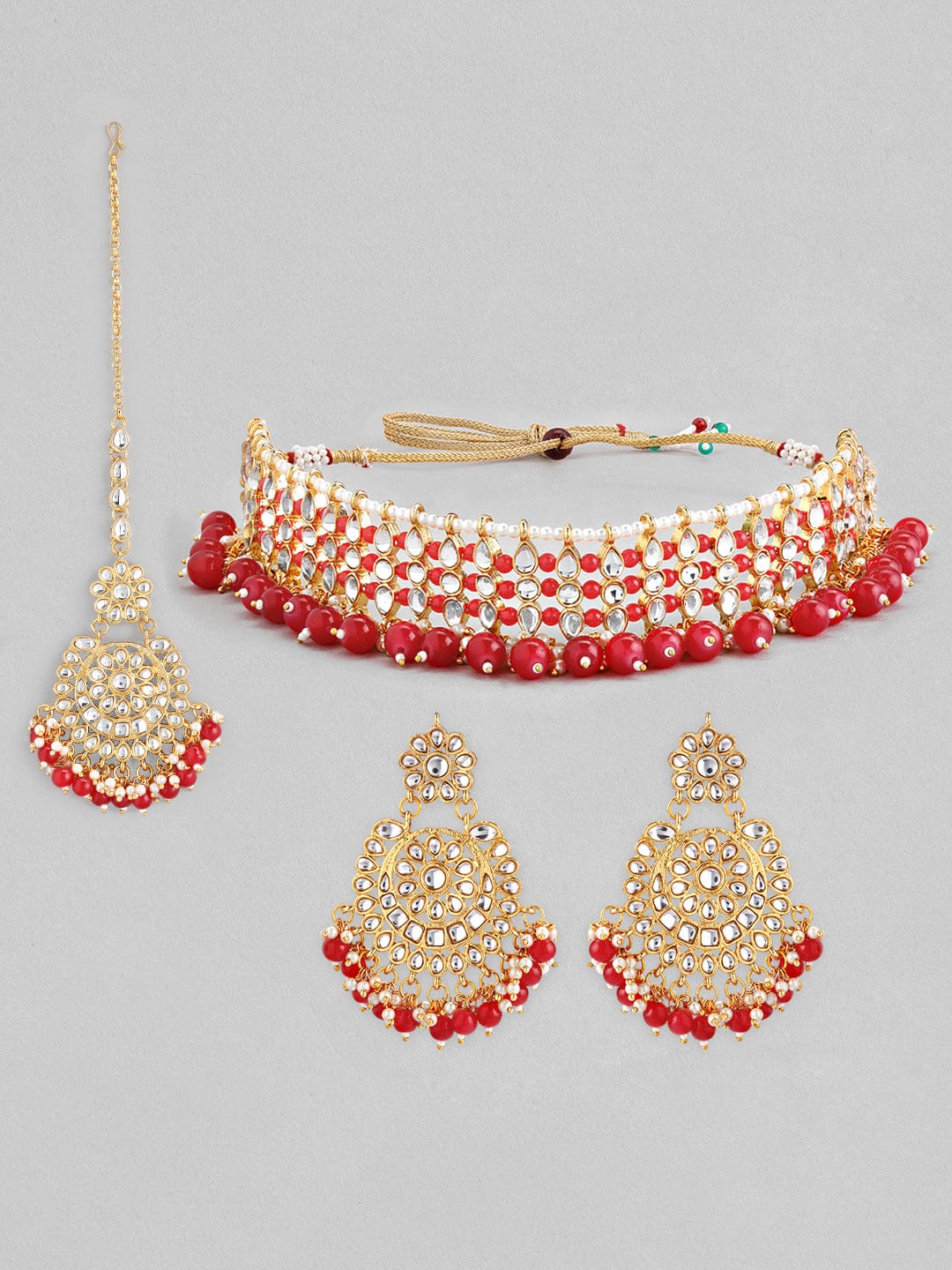 Red Pearl with Kundan Choker Set