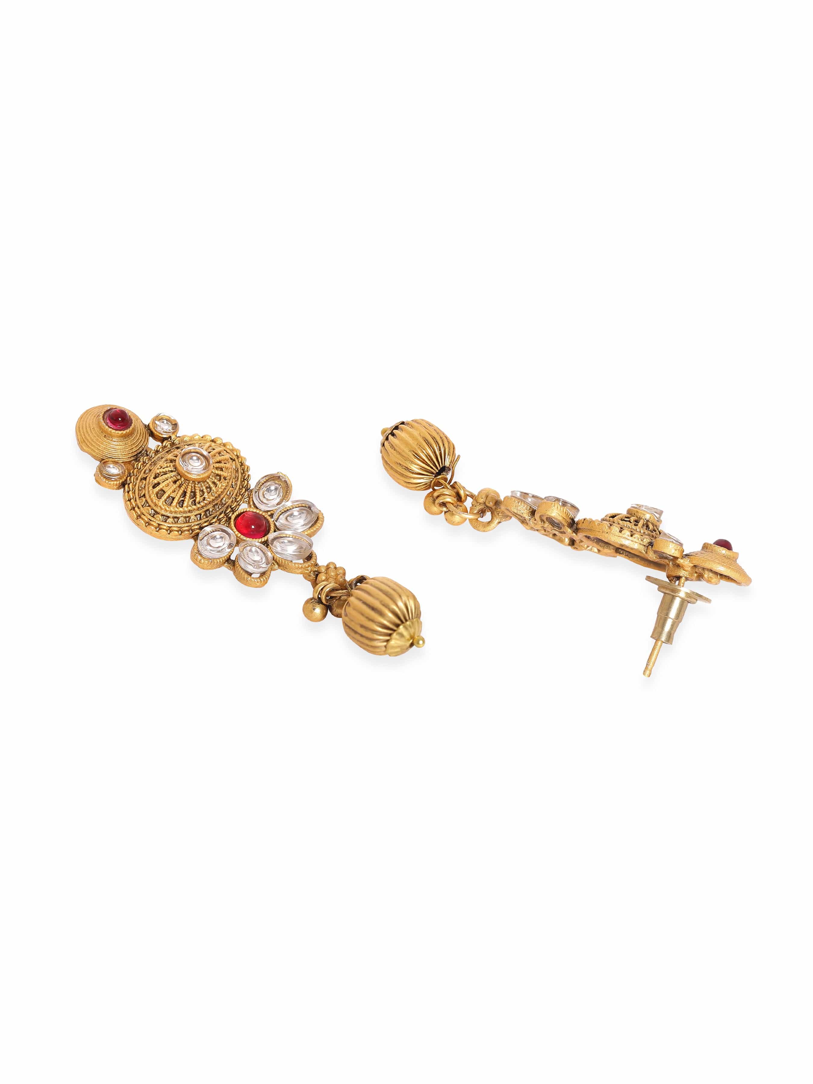 Golden Floral Pearl Beaded Choker Set