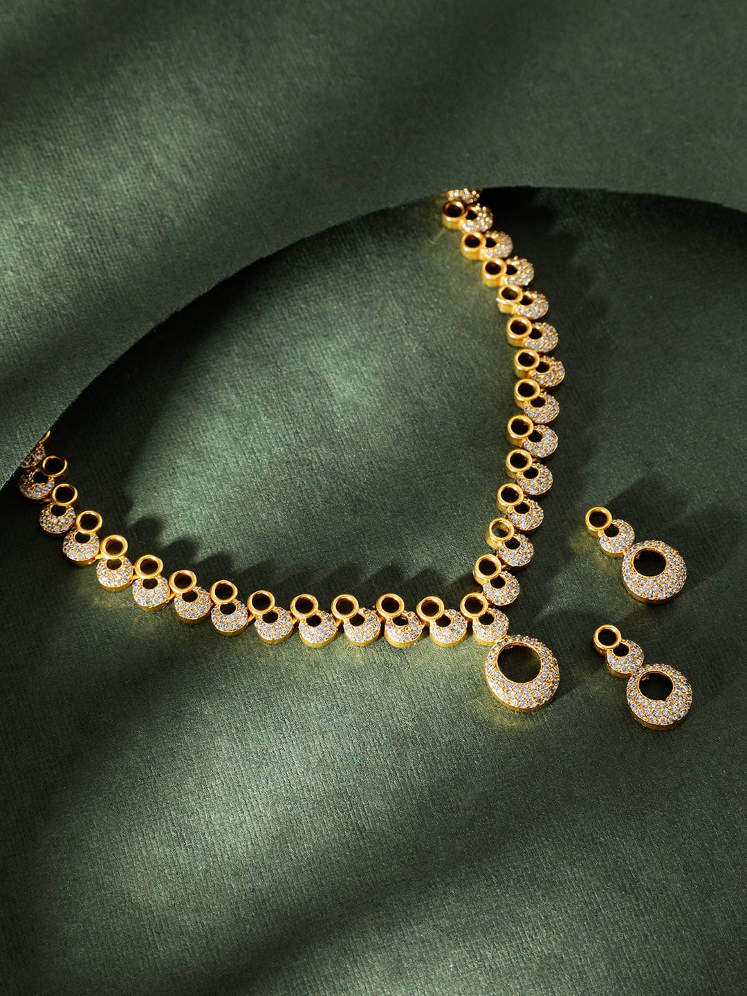 American Diamond Zirconia Circular Motif Necklace Set
