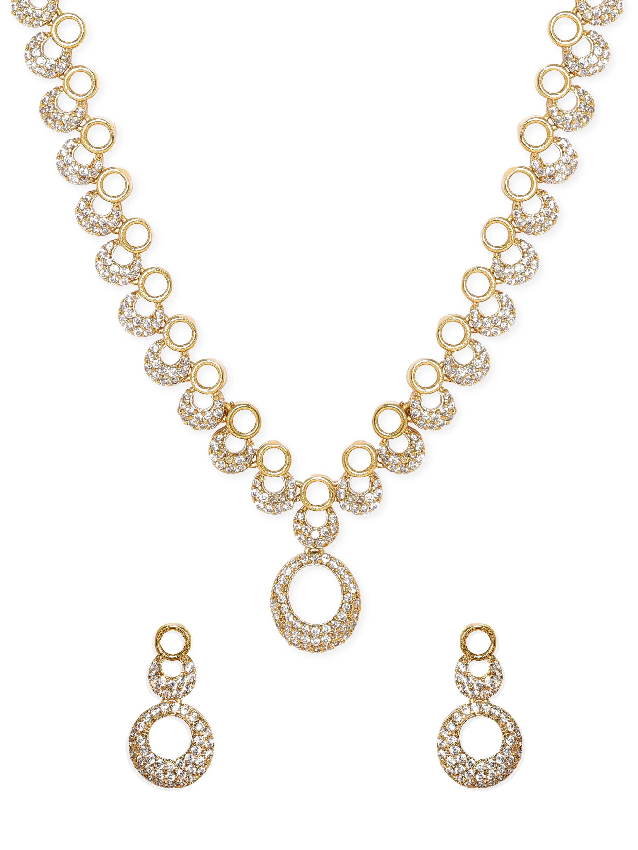 American Diamond Zirconia Circular Motif Necklace Set