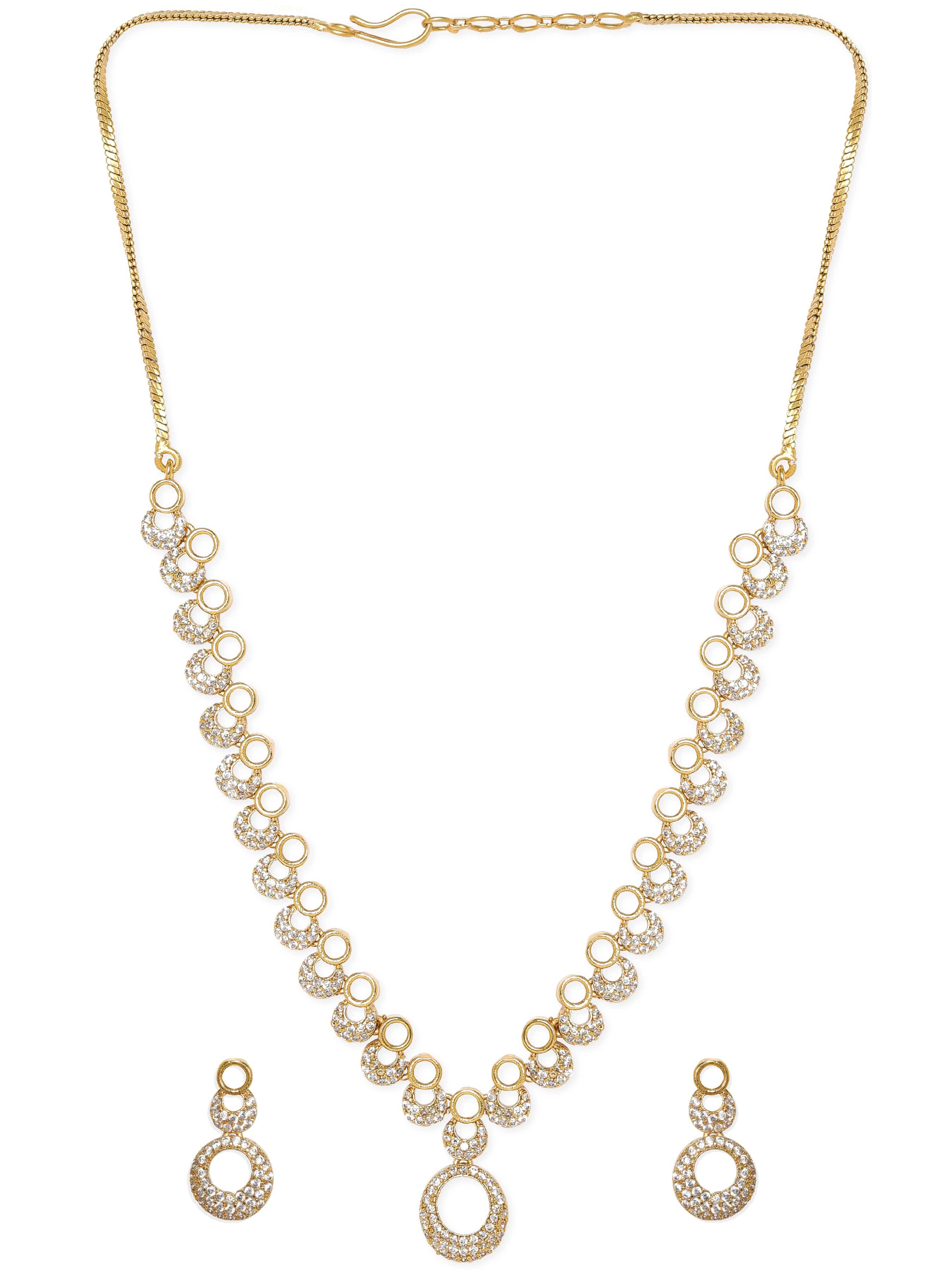 American Diamond Zirconia Circular Motif Necklace Set
