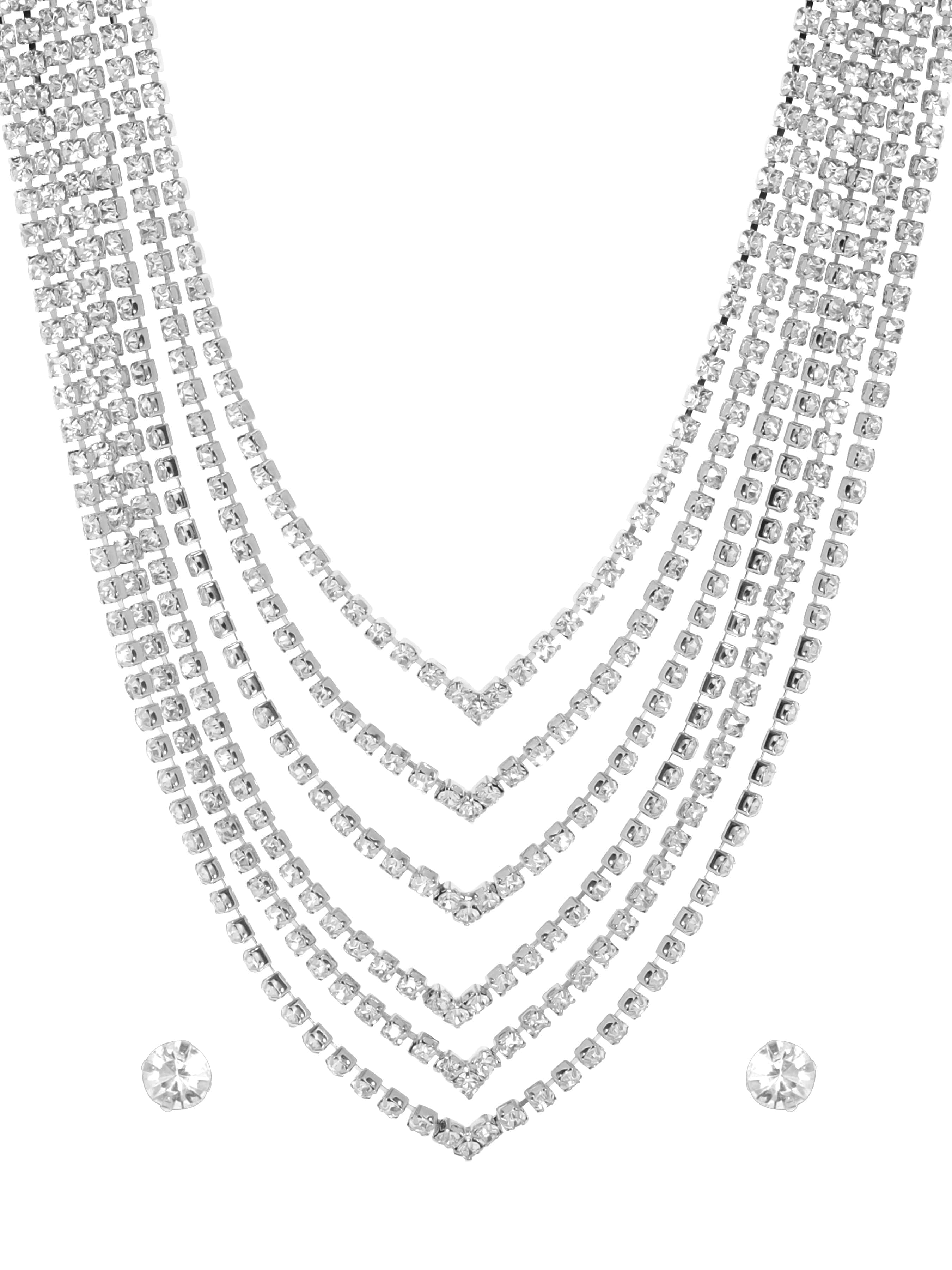 Silver Tone Layered Necklace Set