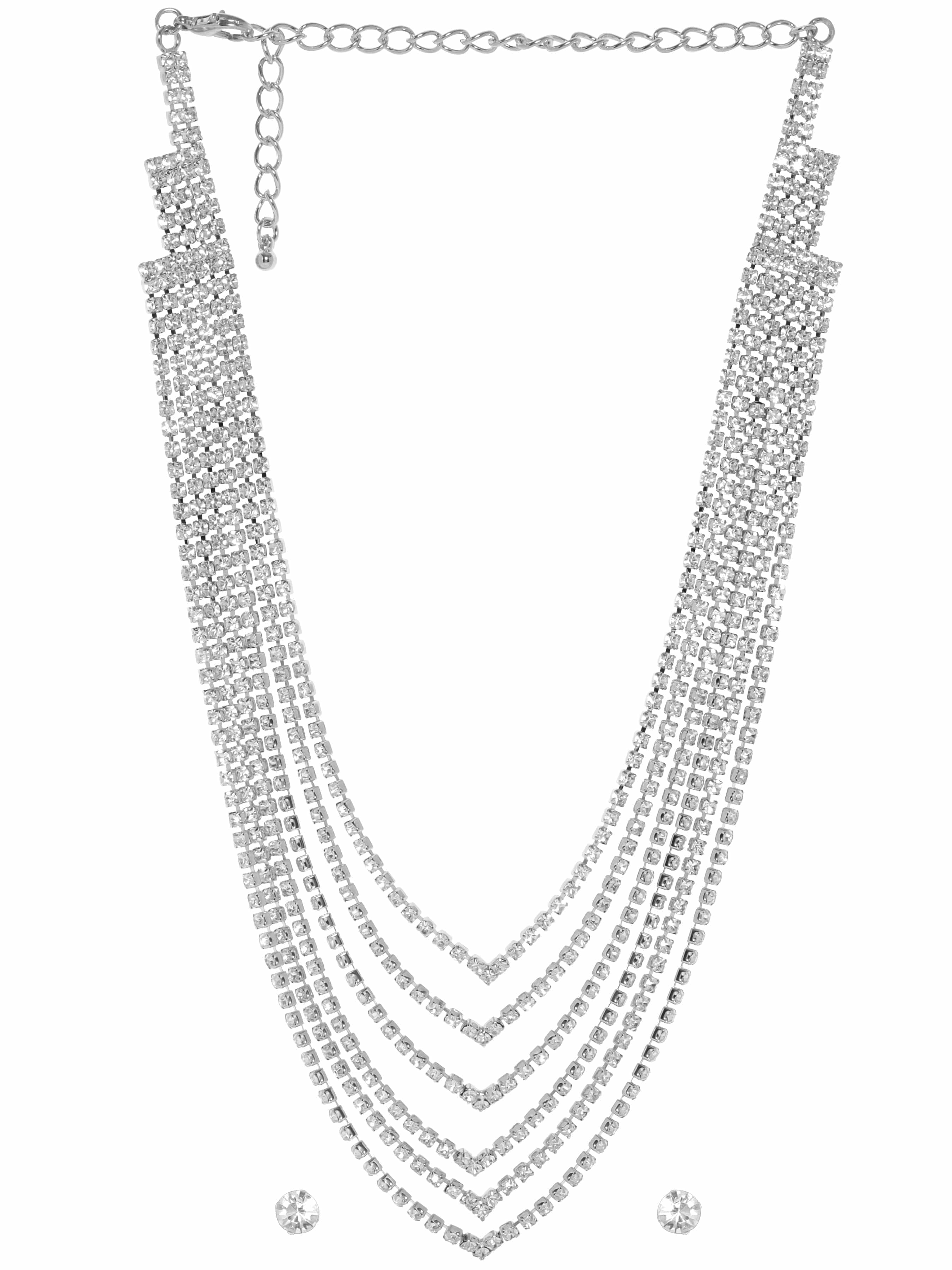 Silver Tone Layered Necklace Set