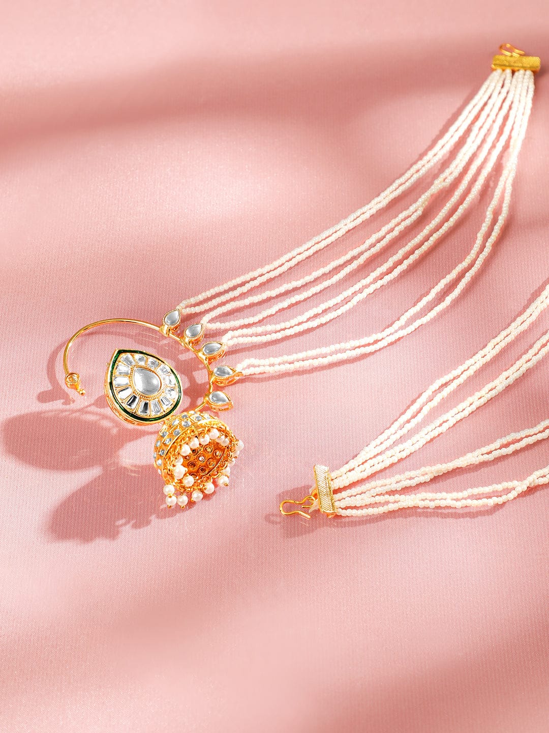 Graceful Layered Pearls & Kundan Ear Cuffs