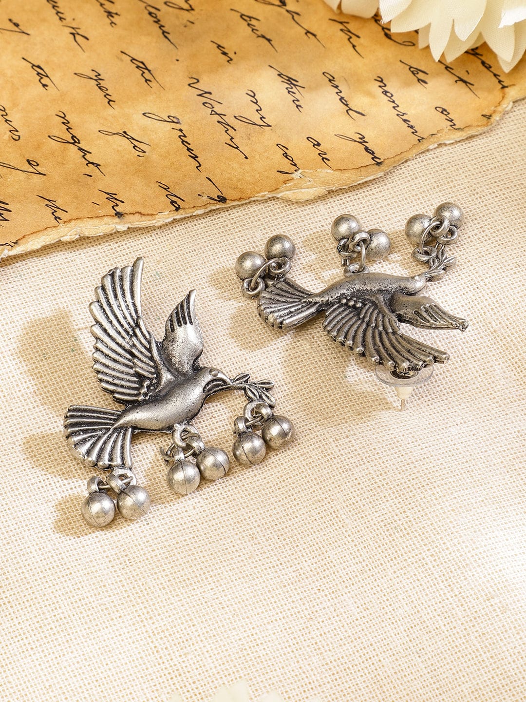 Oxidised Bird and Deer Motif Necklace Set
