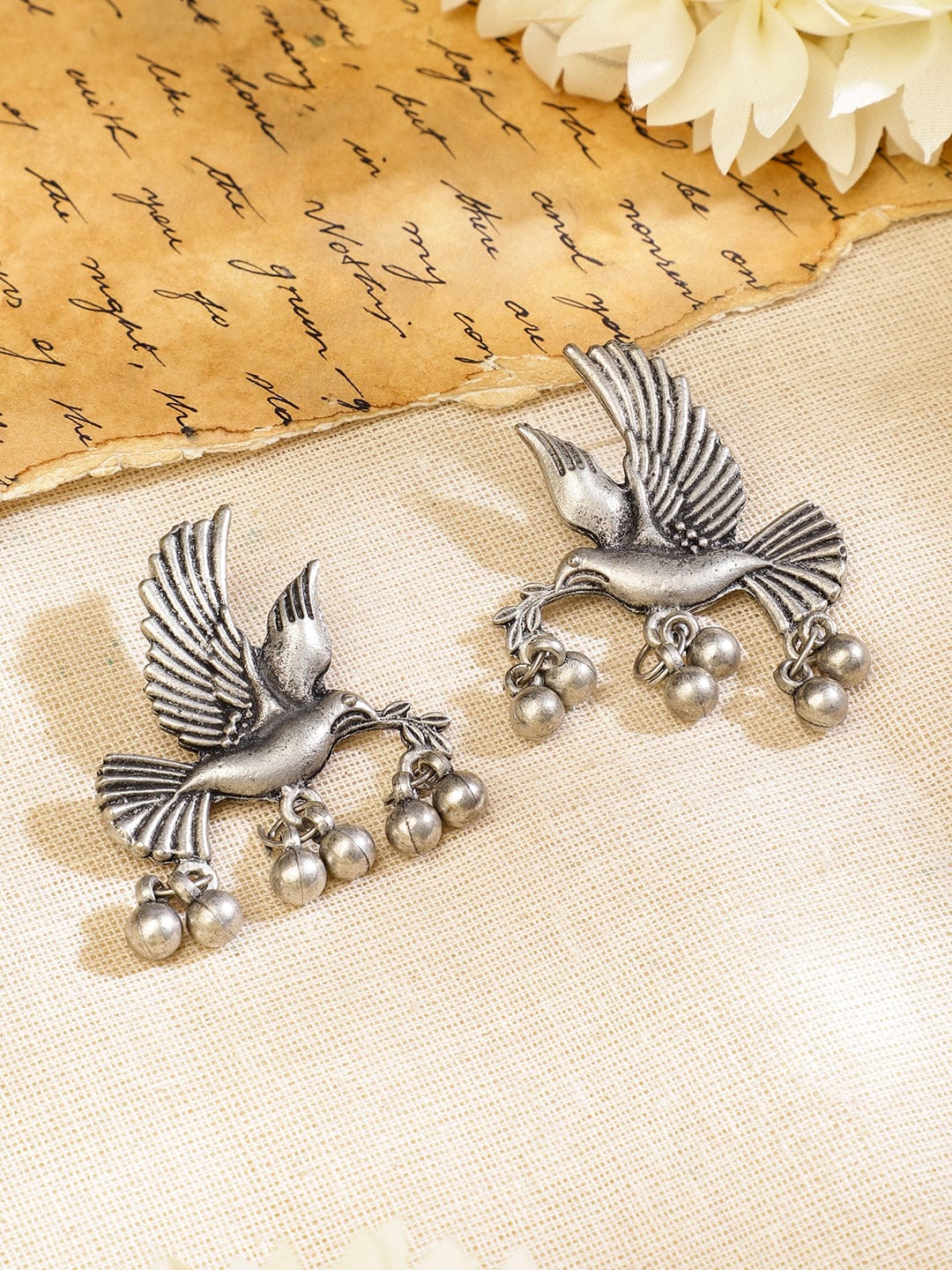 Oxidised Bird and Deer Motif Necklace Set