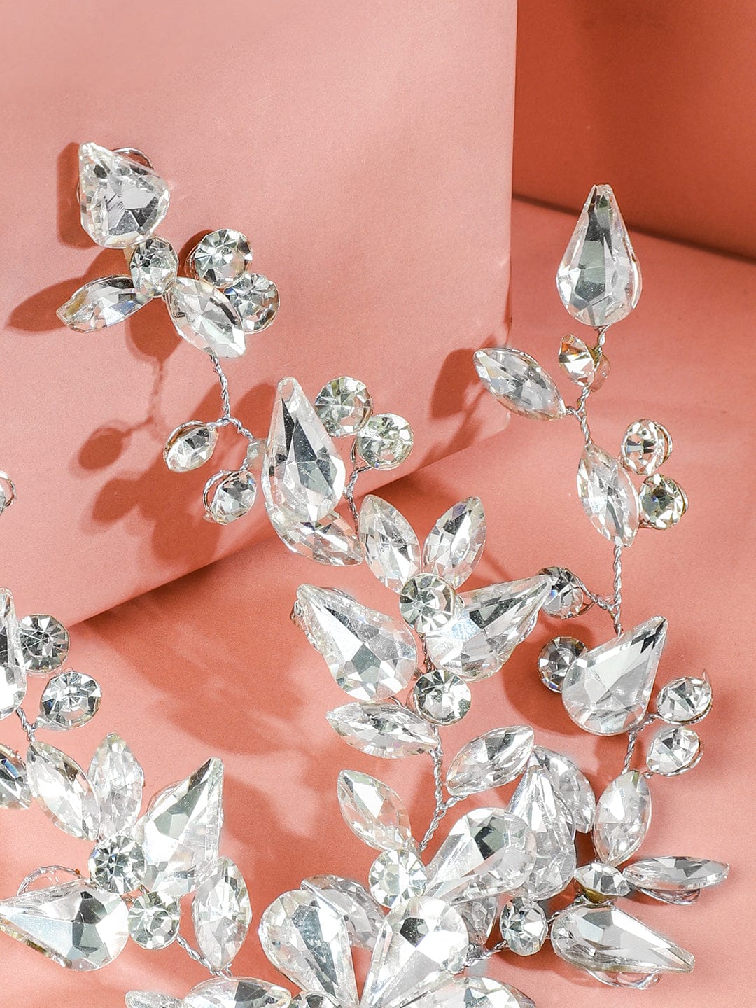 Silver Floral Crystal Side Hair Clip