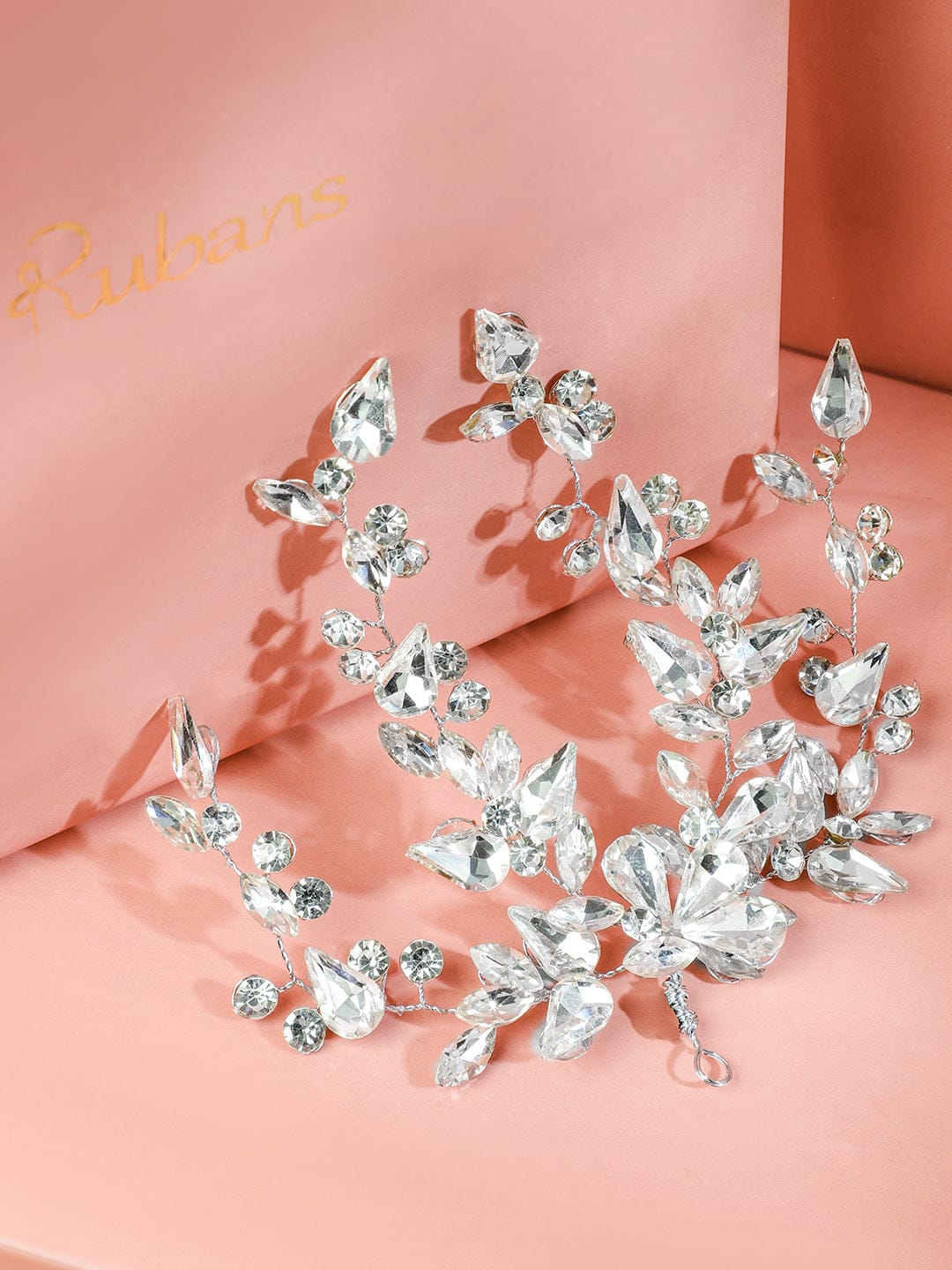Silver Floral Crystal Side Hair Clip