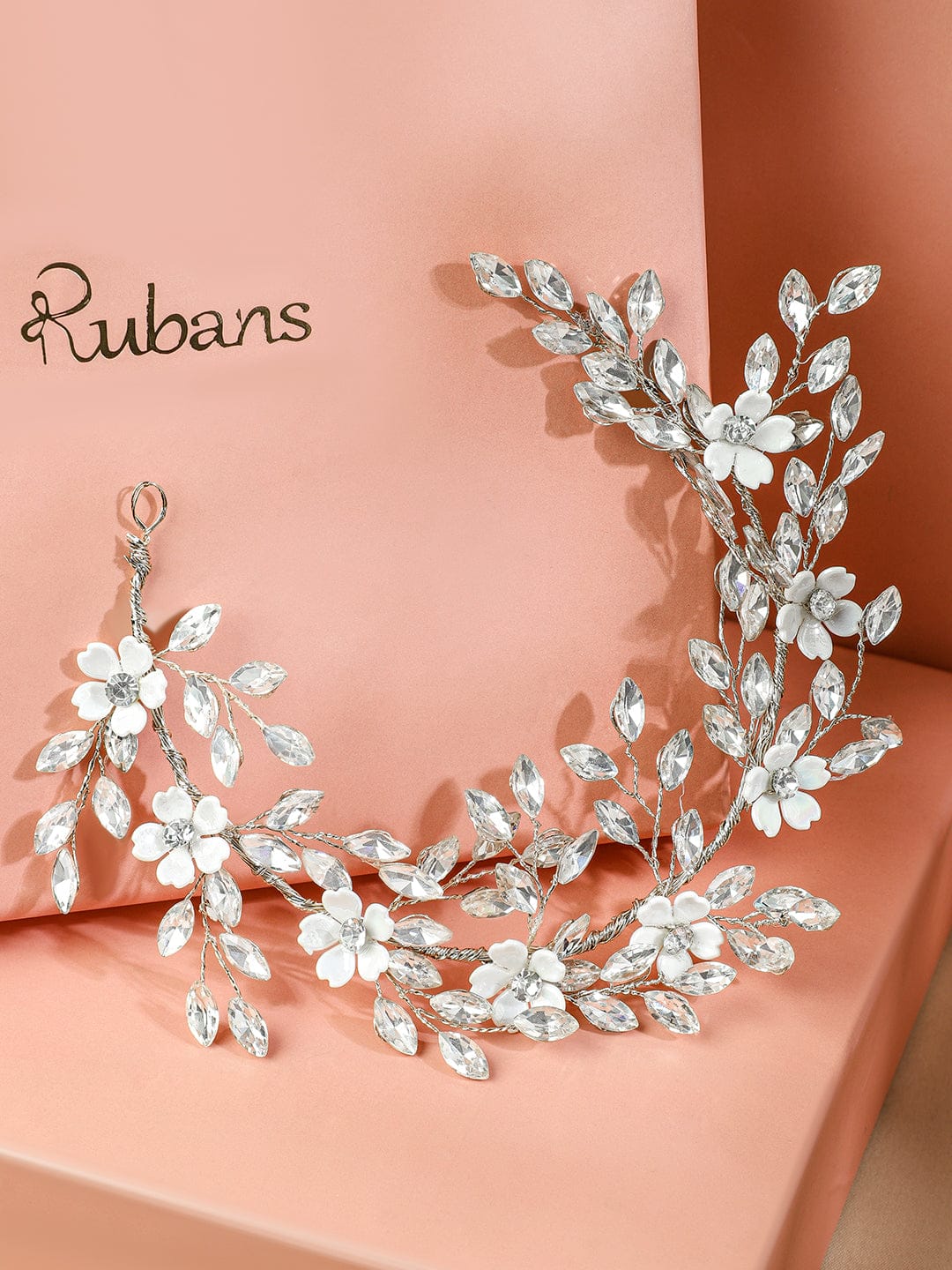 White Crystal with Pearls Hair Accessory