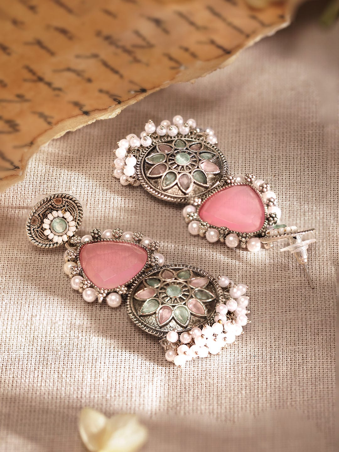 Captivating Light Pink Mint Green Dangler Earring