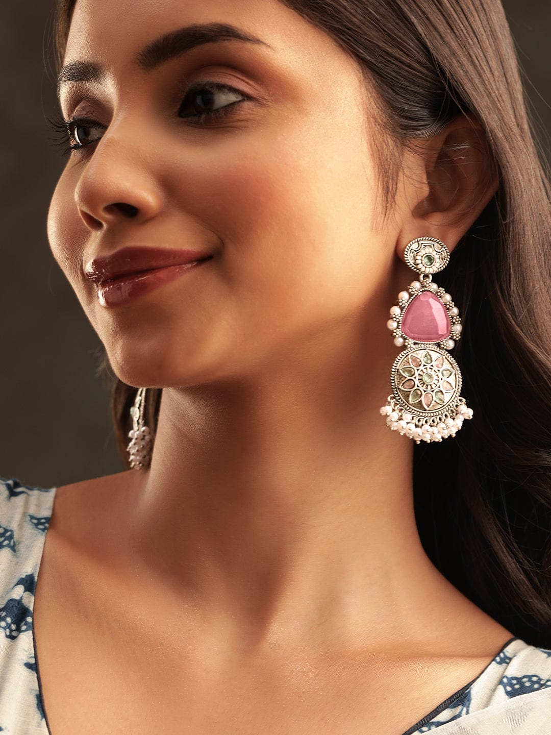 Captivating Light Pink Mint Green Dangler Earring