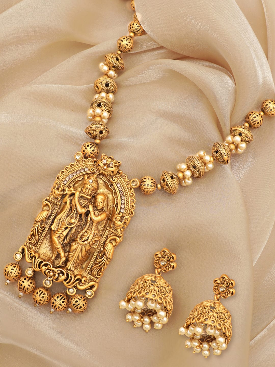 Enchanting Radha Krishna Temple Necklace Set