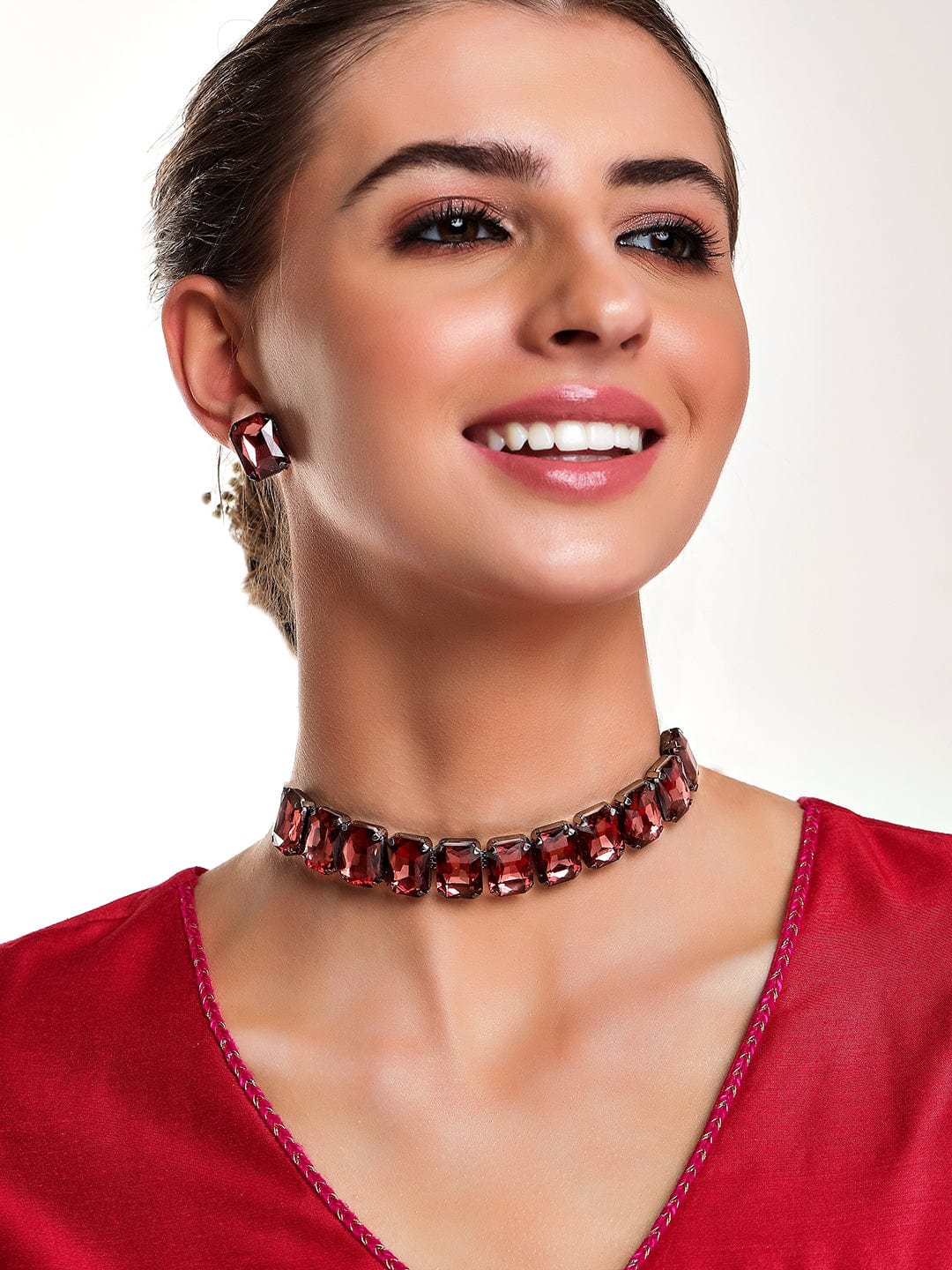 Red Crystal Party Choker Set