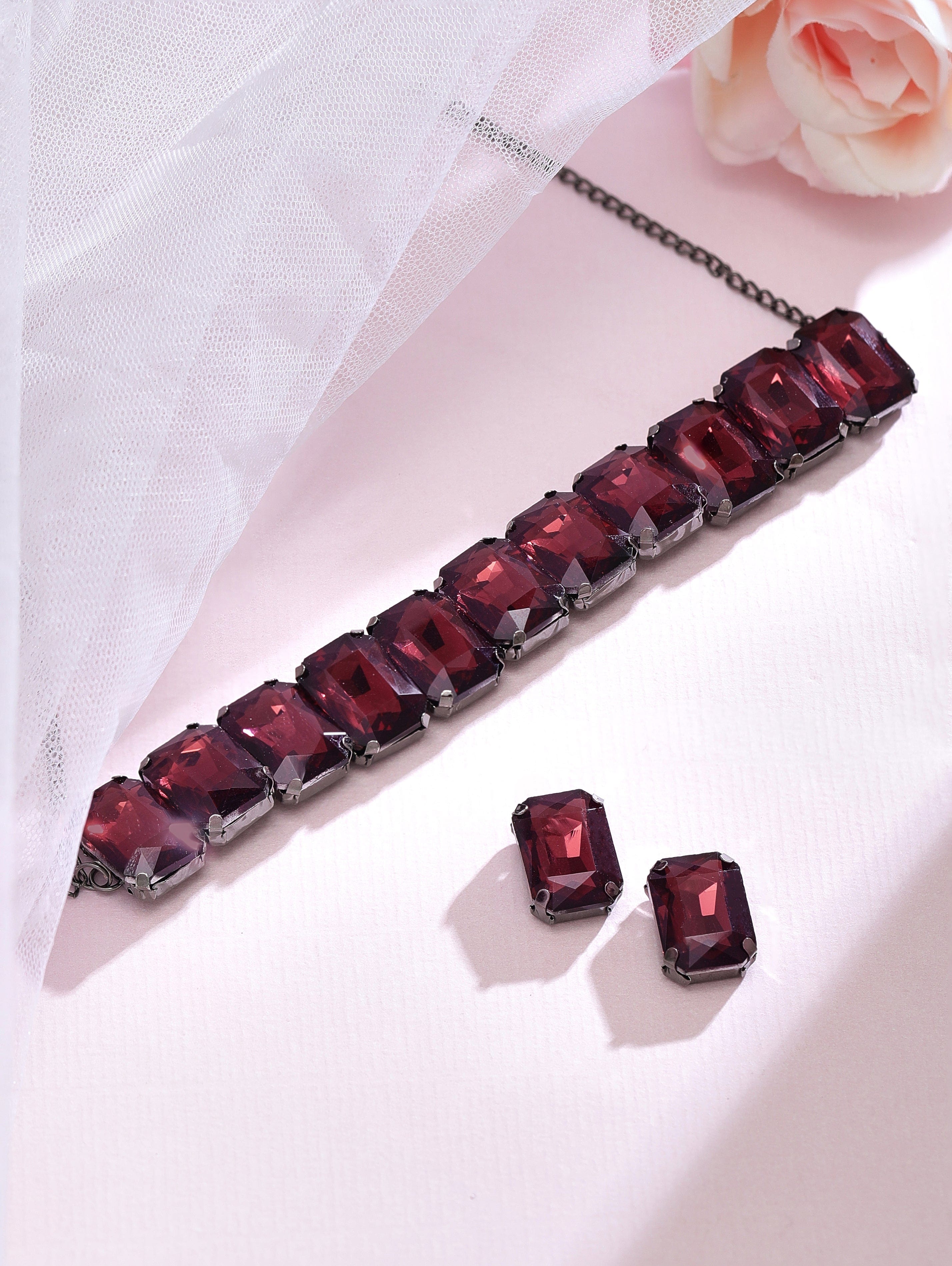 Red Crystal Party Choker Set