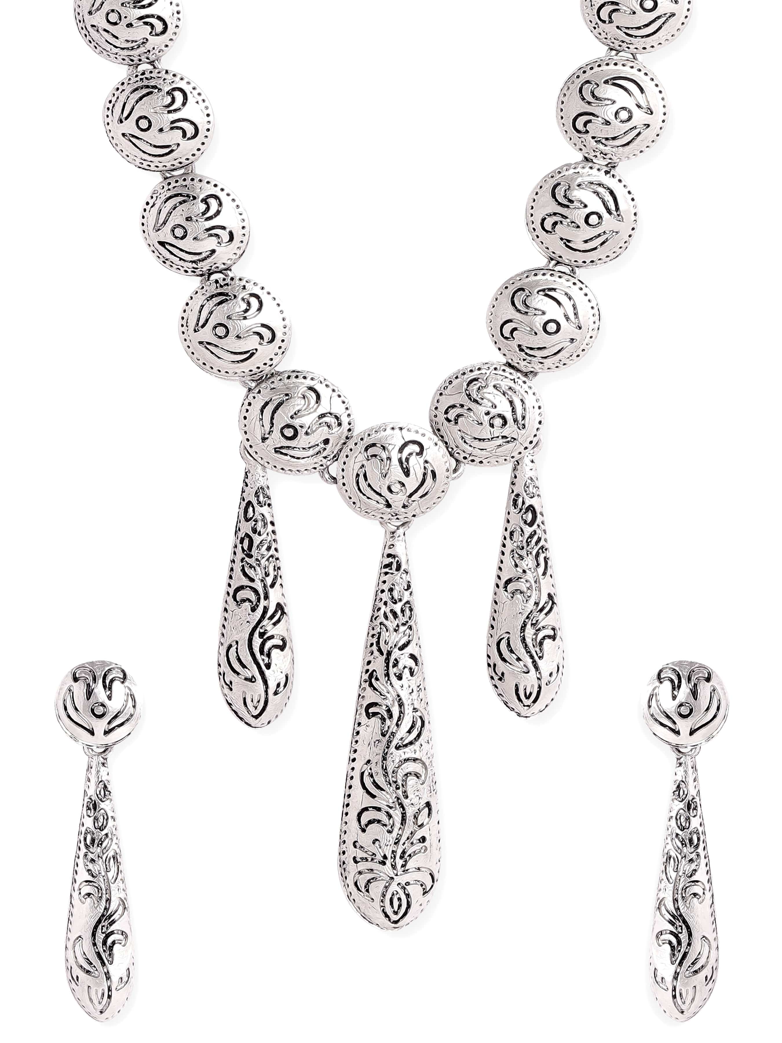 Oxidised Geometric Necklace Set