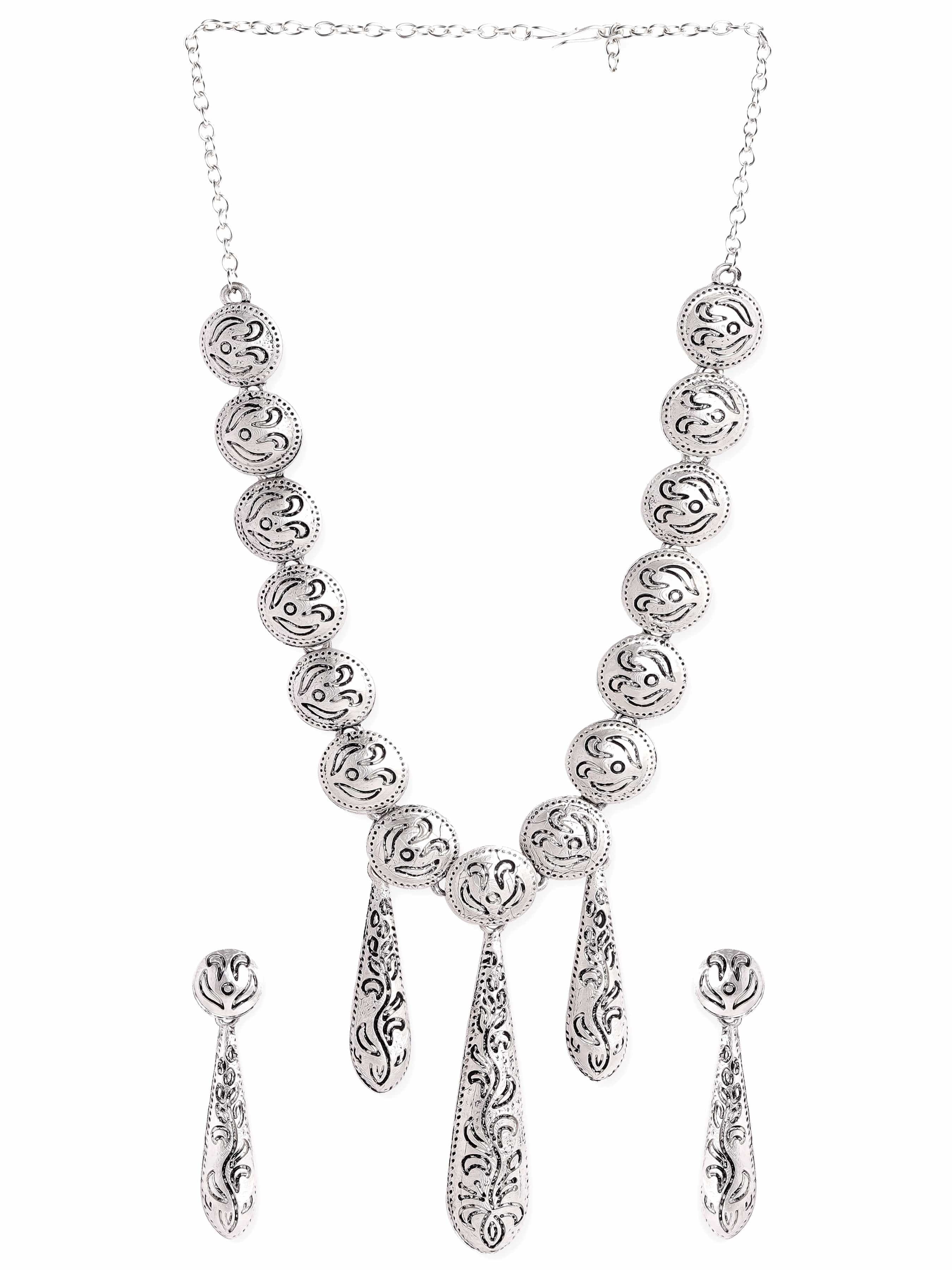 Oxidised Geometric Necklace Set