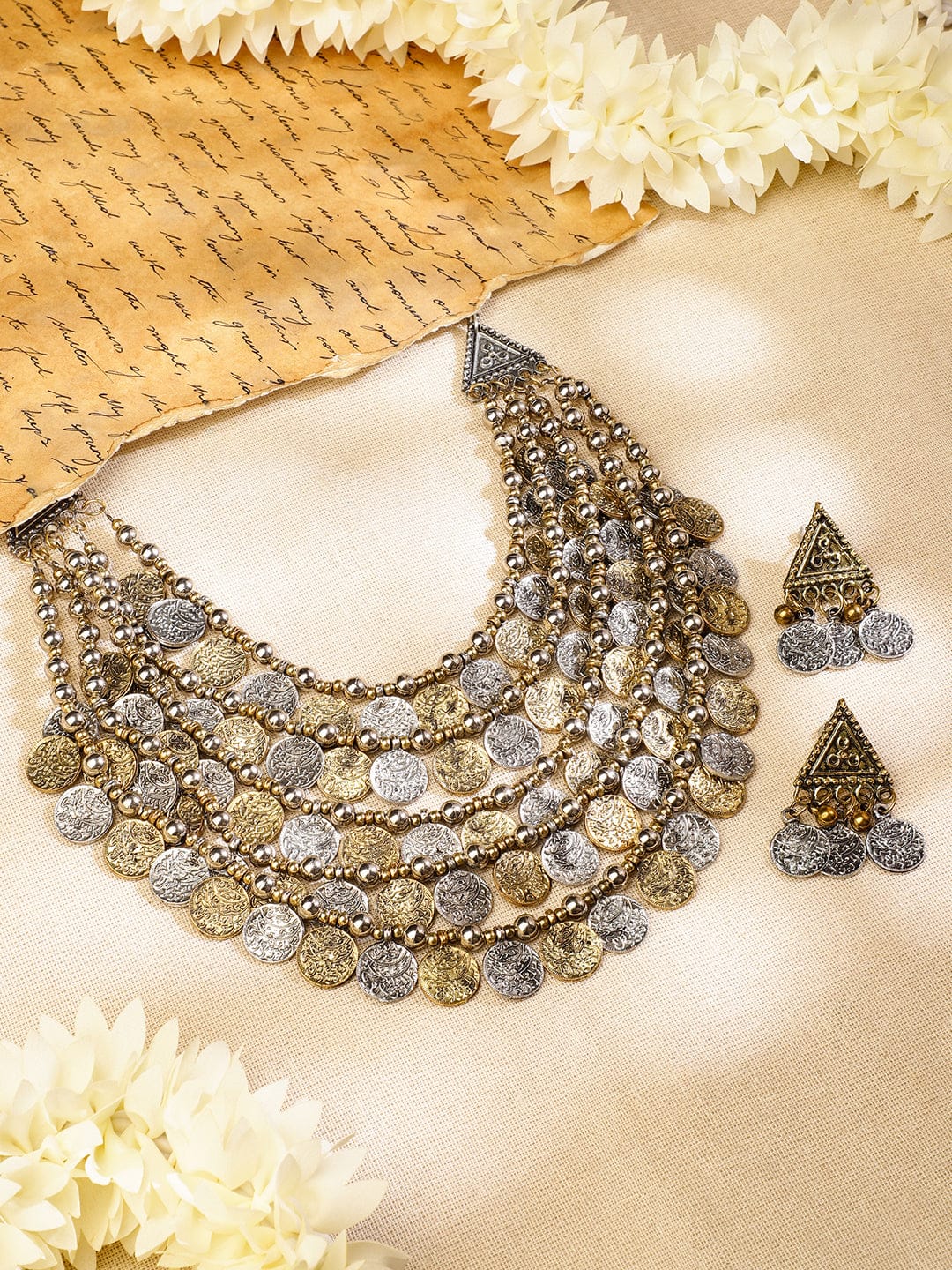 Charming Coins Oxidised Statement Set