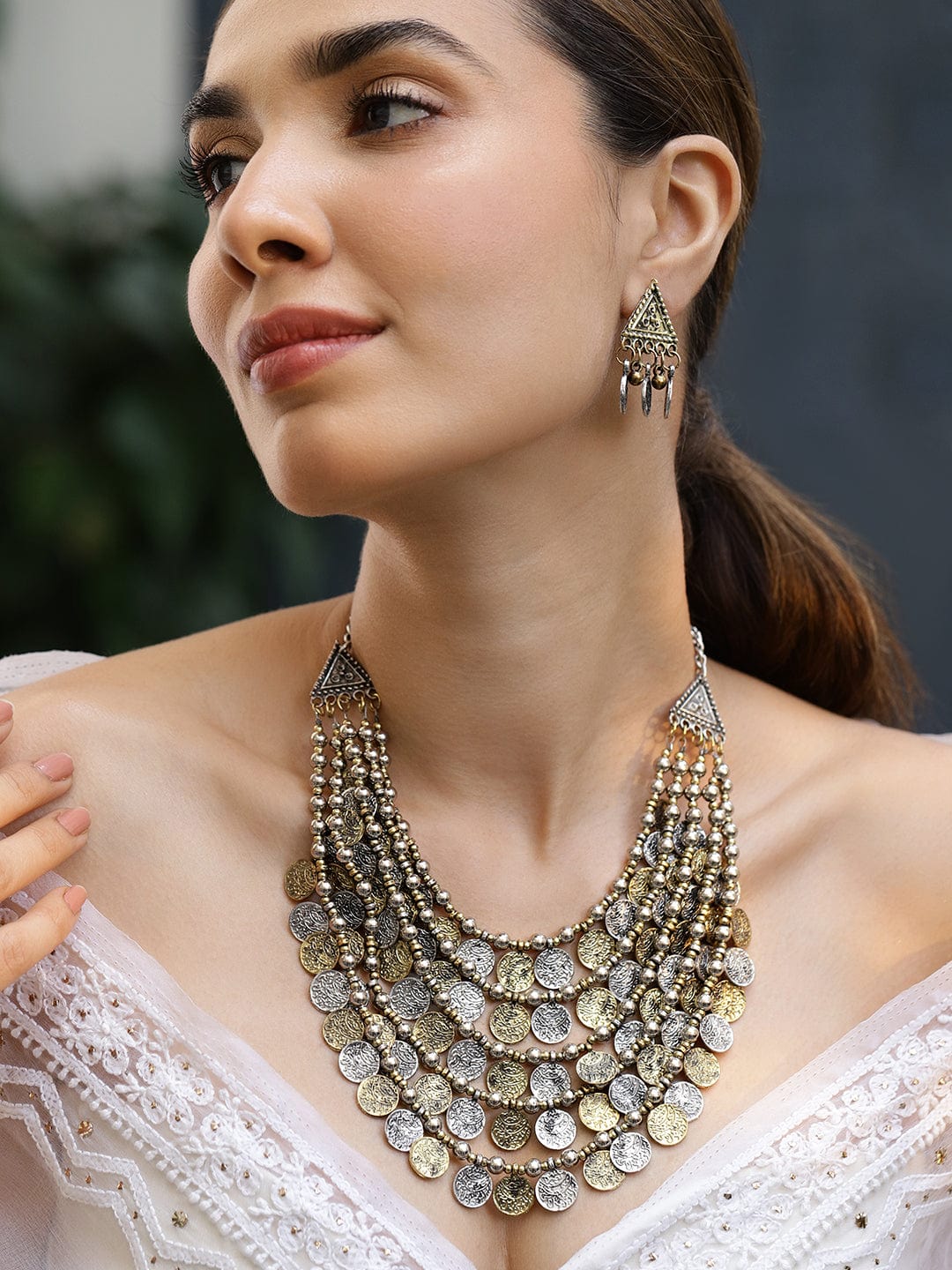 Charming Coins Oxidised Statement Set