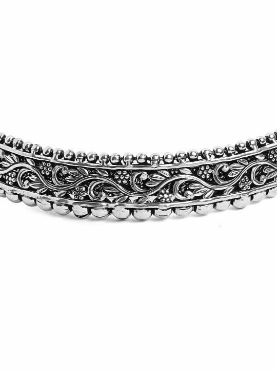 Silver Oxidised Floral Design Choker