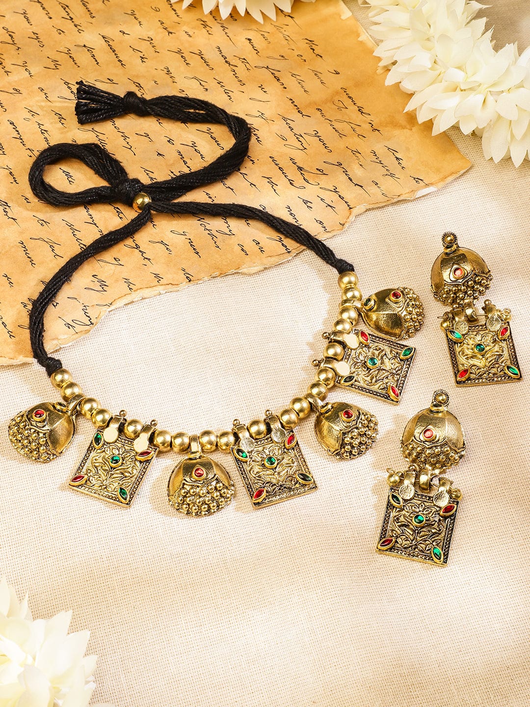 Tribal Magic Green & PInk Necklace Set