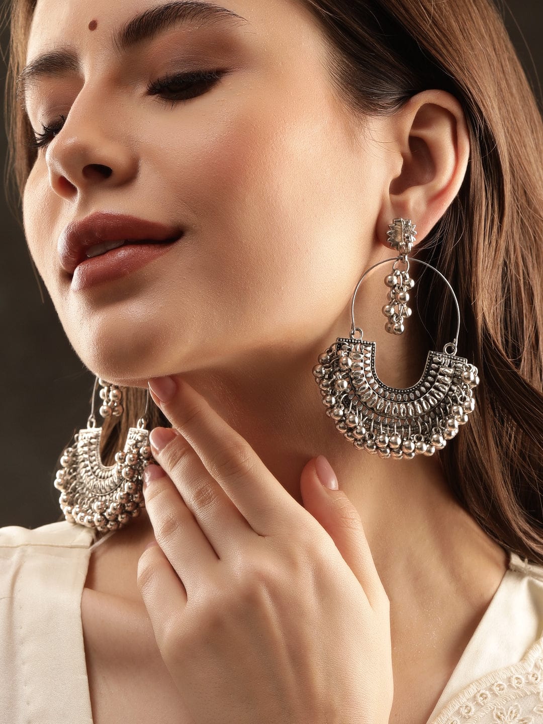 Glorified Chandbali Oxidised Jhumka
