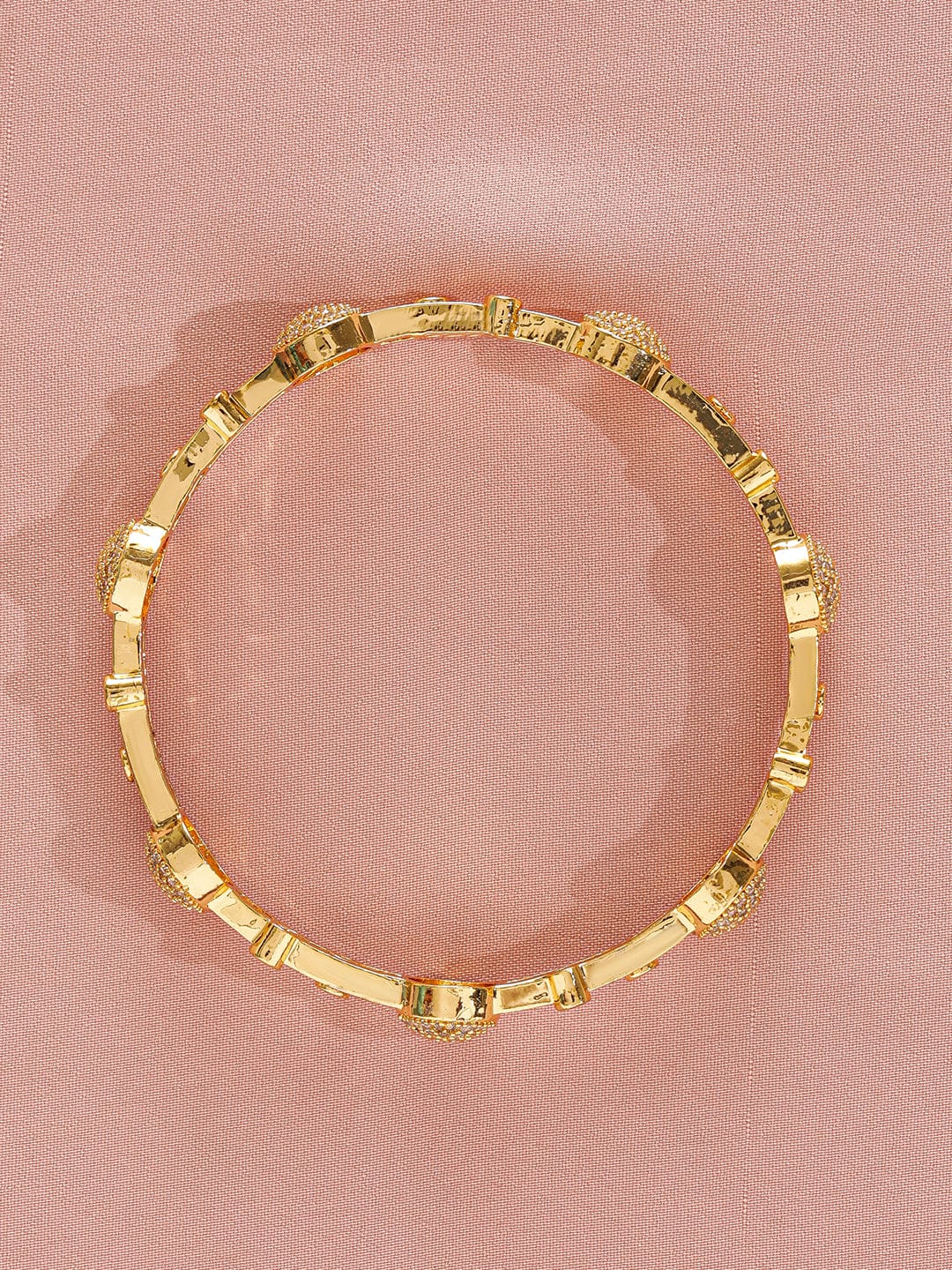 Wentra Pack Of 2 22K Gold-Plated CZ Studded Contemporary Bangle